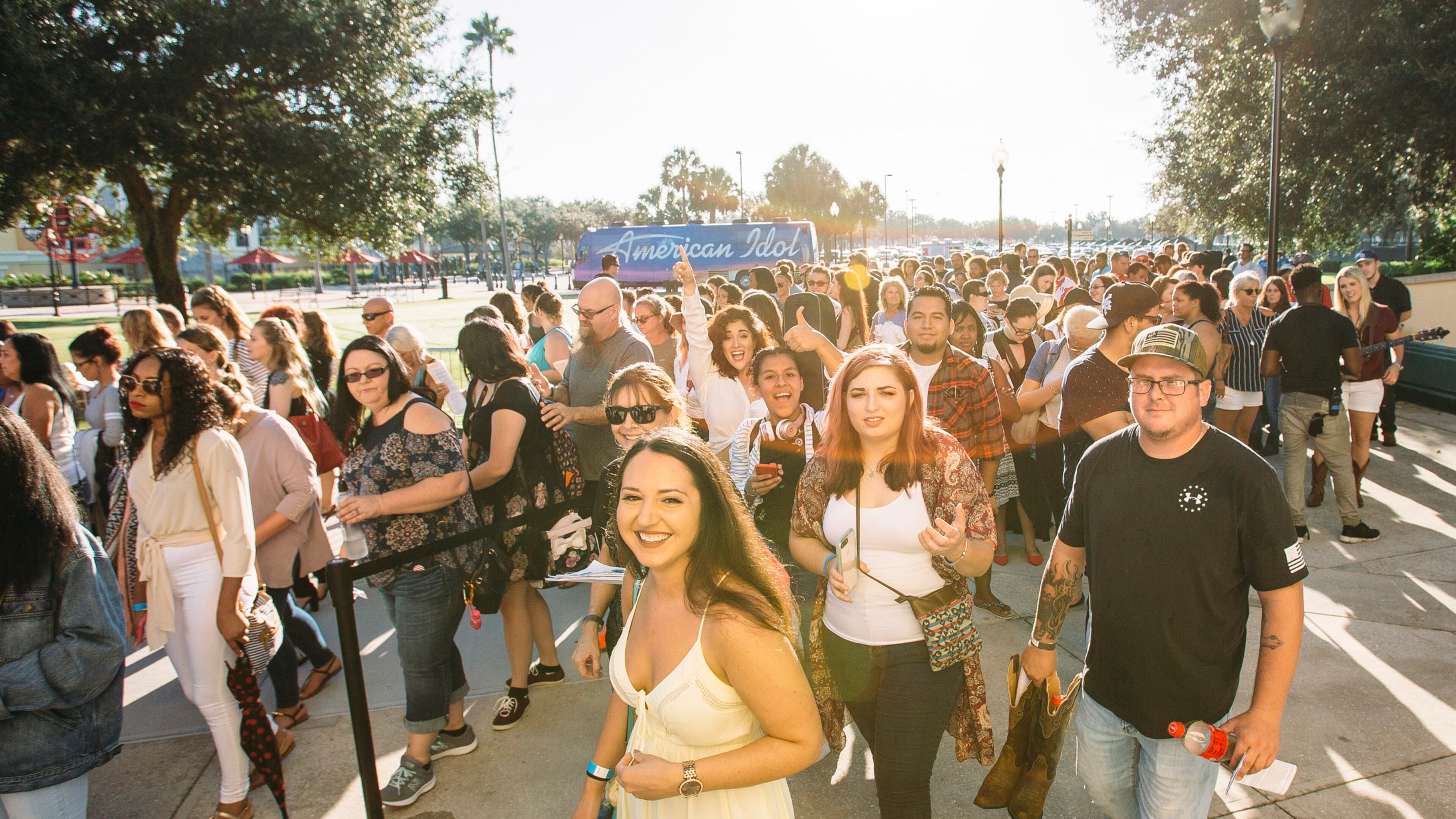 AMERICAN IDOL - American Idol contestants arrive at the kickoff bus tour auditions at Walt Disney World Resort in Lake Buena Vista, Fla., Aug. 25, 2018. The tour search for the next singing sensation began at ESPN Wide World of Sports and is officially underway in more than 20 cities across America, offering hopefuls the chance to audition for a shot at superstardom. ÒAmerican IdolÓ returns for its second season on ABC (2018-2019). (ABC/Steven Diaz)