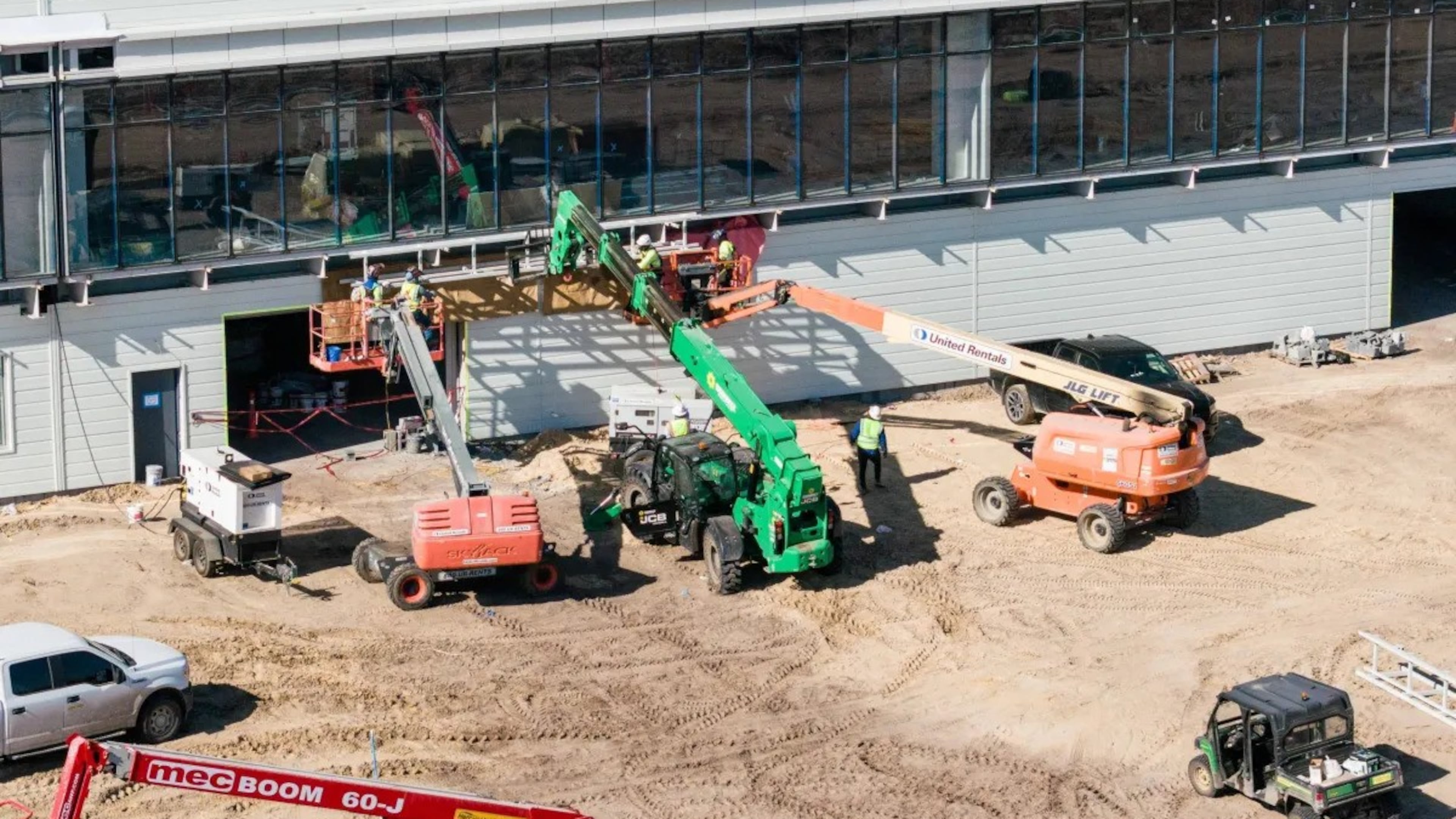 A worker at the Hyundai construction site suffered a broken arm March 21, 2024, after falling from a boom lift. This photo was taken on March 20 at the sprawling work site. (Photo Courtesy of Justin Taylor/The Current GA)