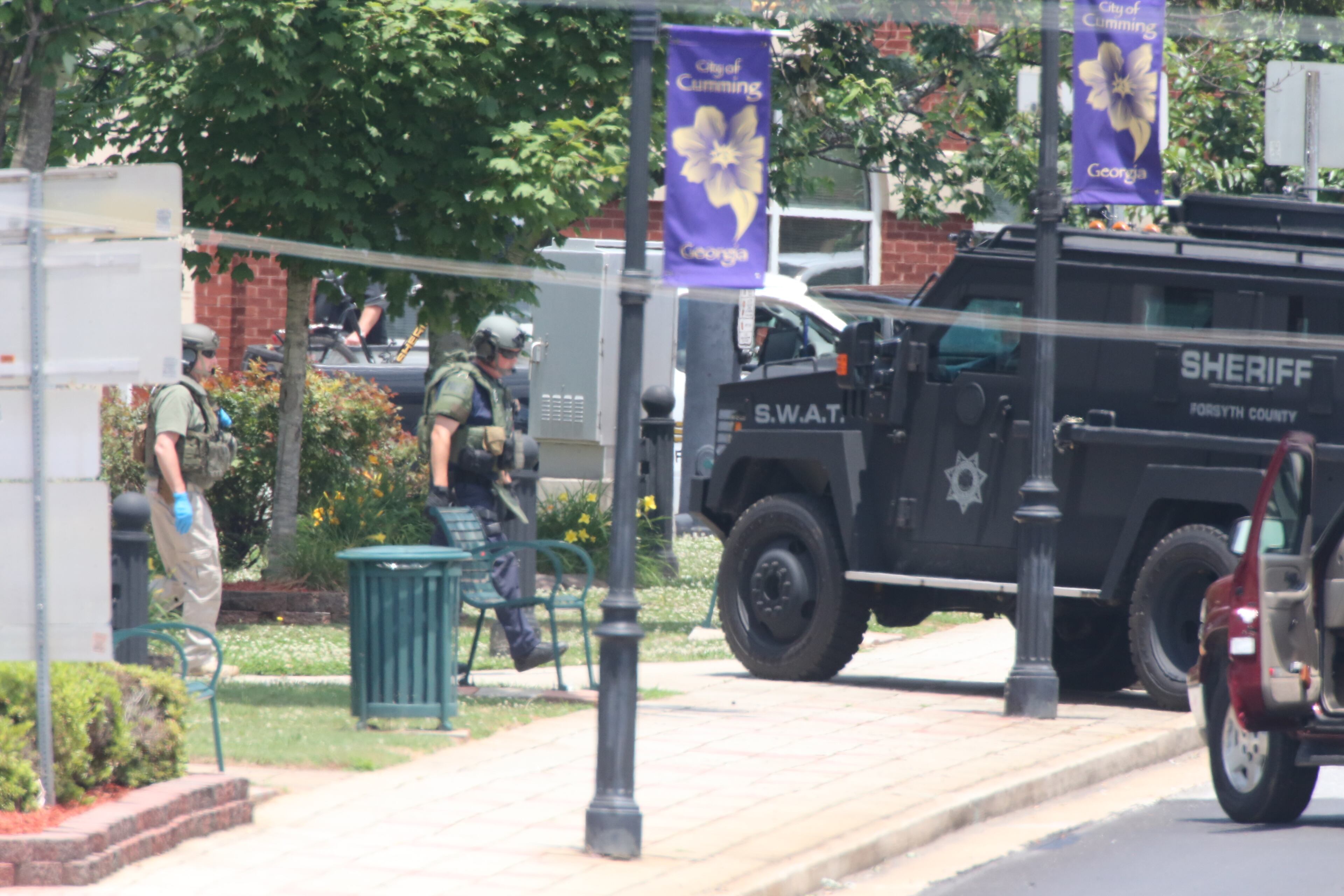 A Forsyth sheriff’s deputy was shot in the leg at the Forsyth County courthouse on June 6, 2014.