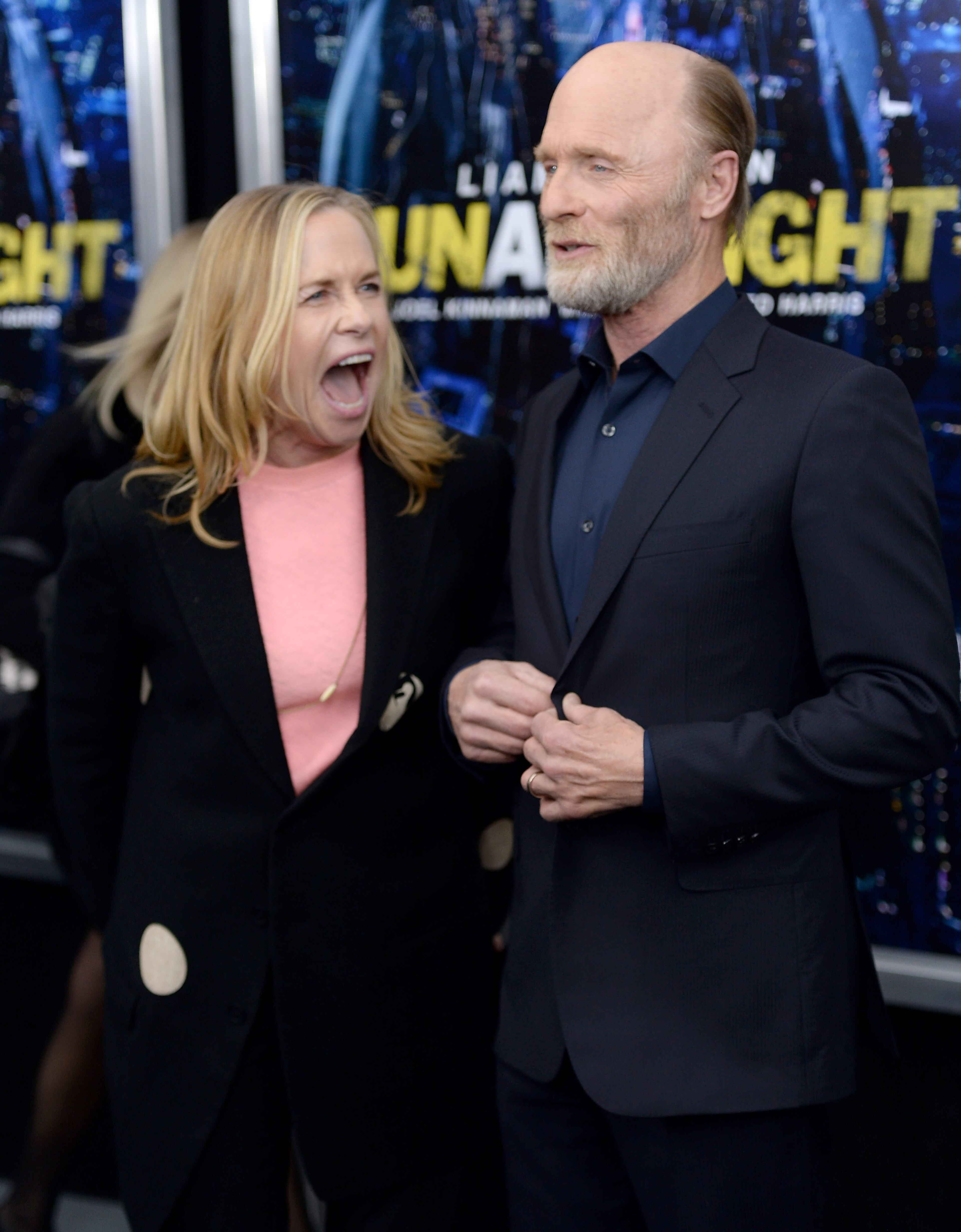 NEW YORK, NY - MARCH 09: Actors Amy Madigan (L) and Ed Harris attend the "Run All Night" New York Premiere at AMC Lincoln Square Theater on March 9, 2015 in New York City. (Photo by Dimitrios Kambouris/Getty Images)