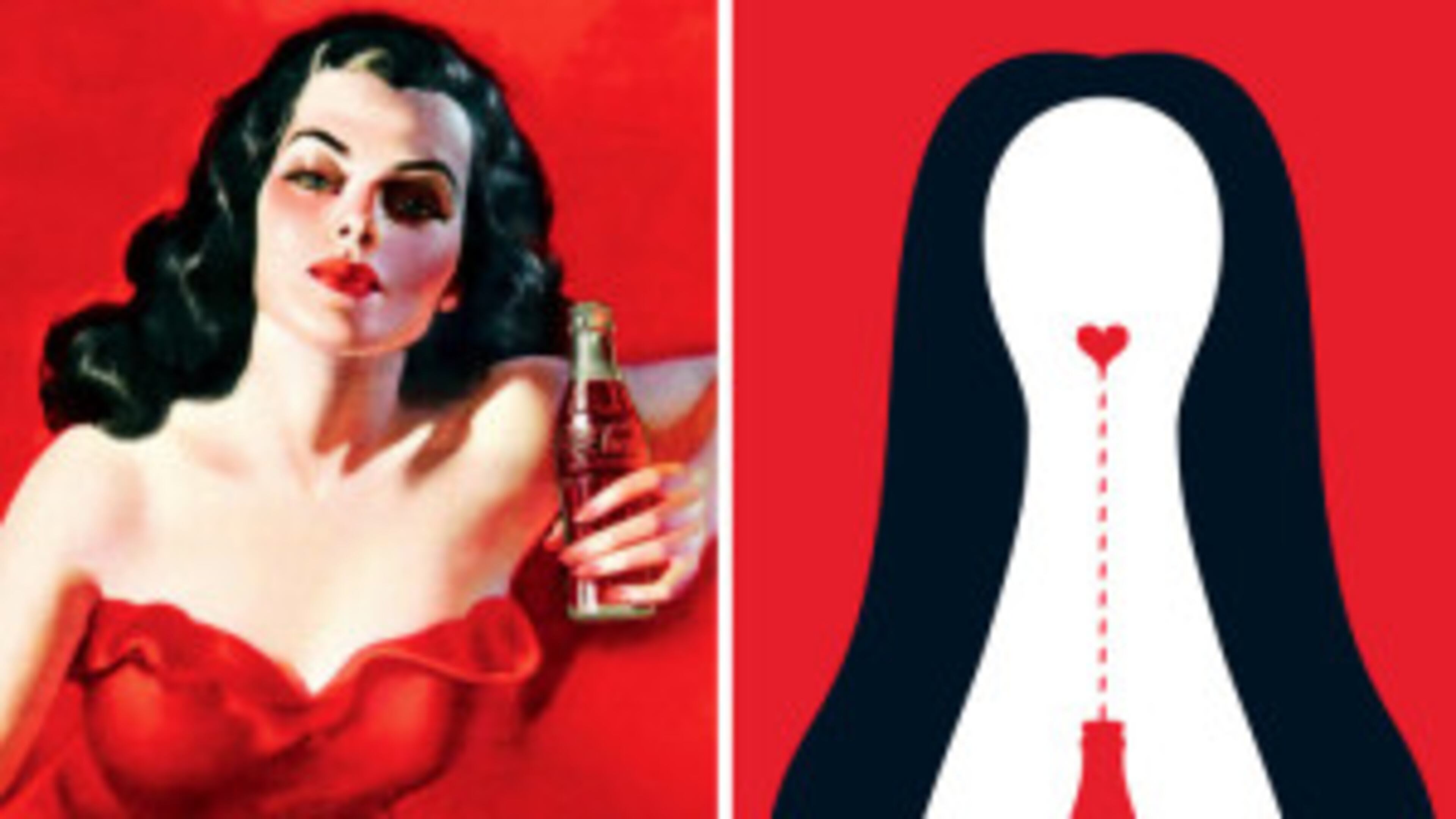 Opening Saturday, the World of Coca-Cola exhibit “Kiss the Past Hello” includes 39 posters — re-interpreted vintage ads by international designers and artists and some of the original works that inspired them. One example: the juxtaposition of the retro 1950s ad “Lady in Red” (left), which inspired designer Matt Allen’s interpretation (right). A companion book of the same title, from Assouline Publishing, is available in the attraction's Coca-Cola Store.