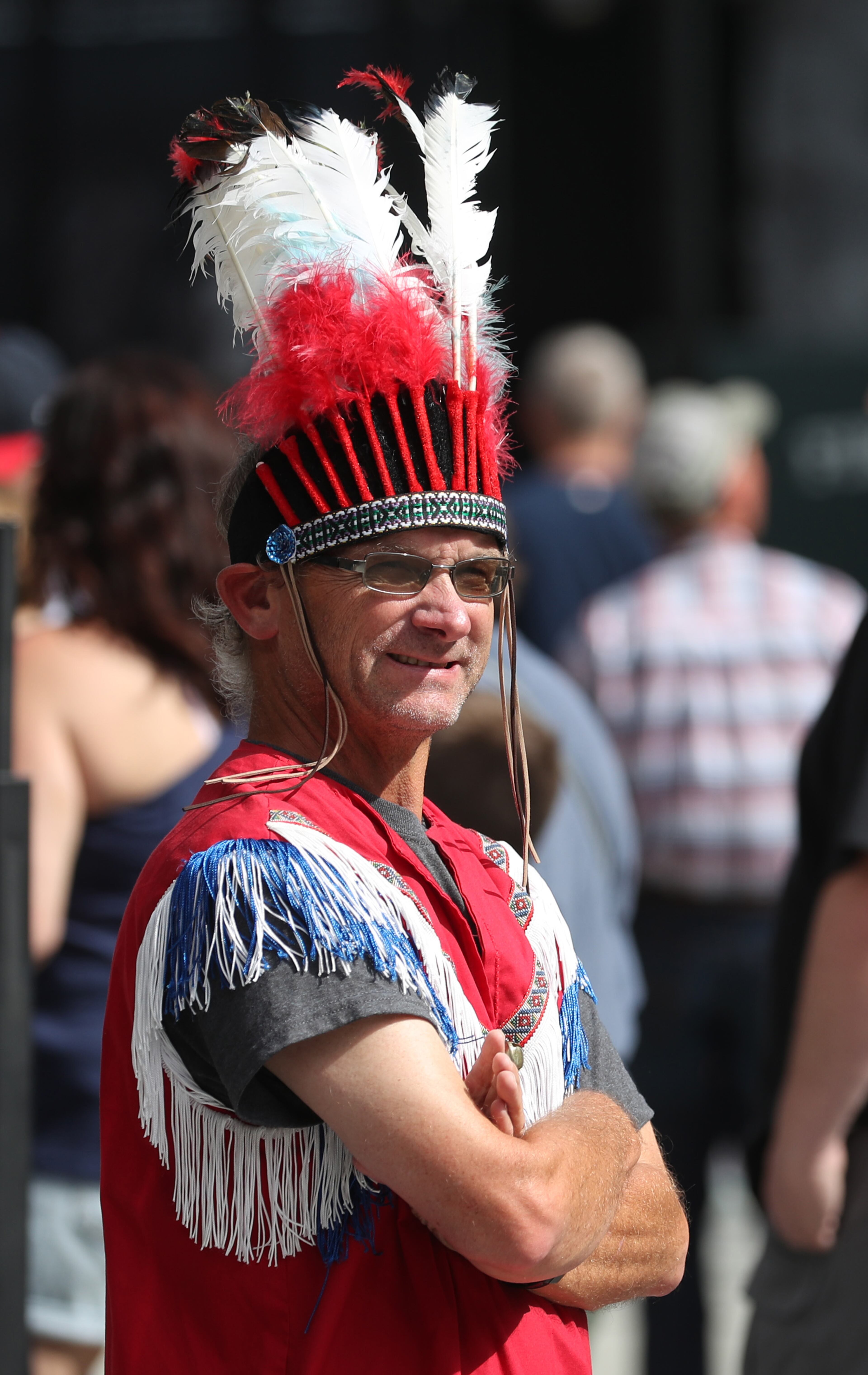 Braves fan Robert Walls of Roswell wears his "chief" costume in support of the home team. (Jason Getz/Special)