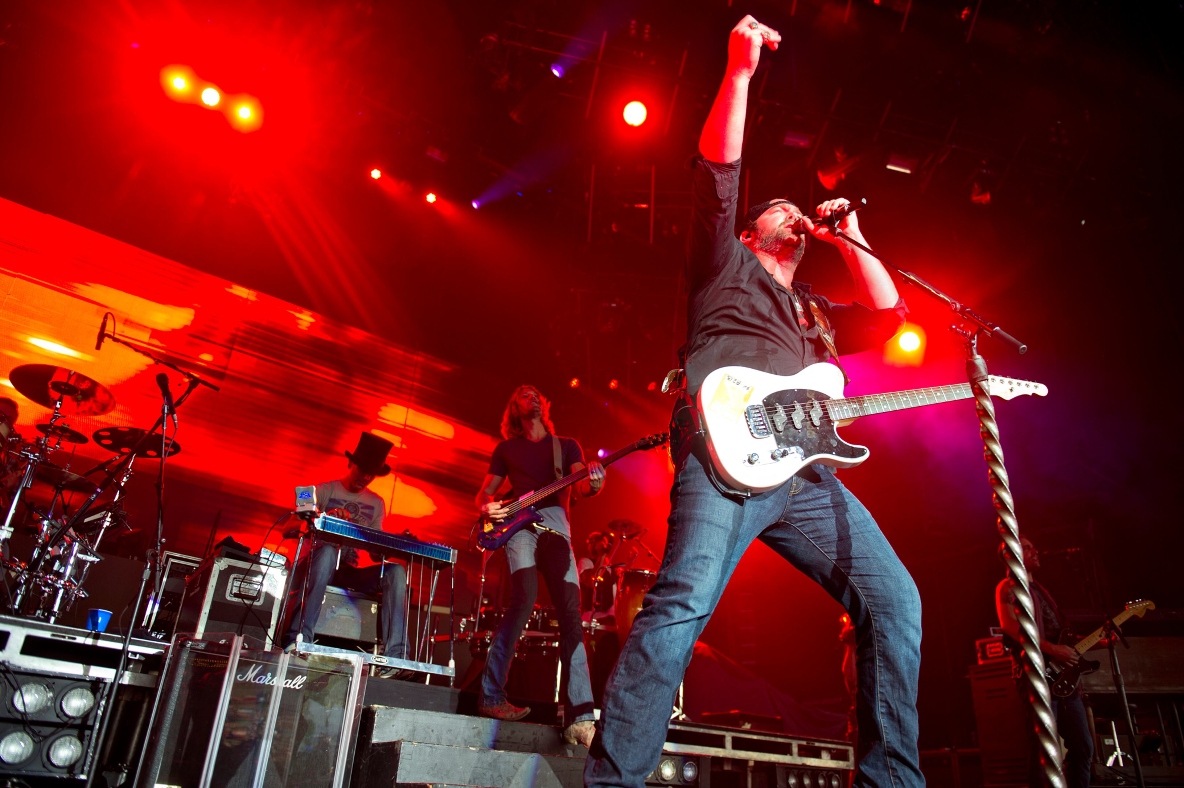 July 25, 2014 Atlanta - Lee Brice performs on stage at Aaron's Amphitheatre at Lakewood in Atlanta on Friday, July 25, 2014. Brice & the Love Cannons as well as Cole Swindell opened for Luke Bryan. JONATHAN PHILLIPS / SPECIAL