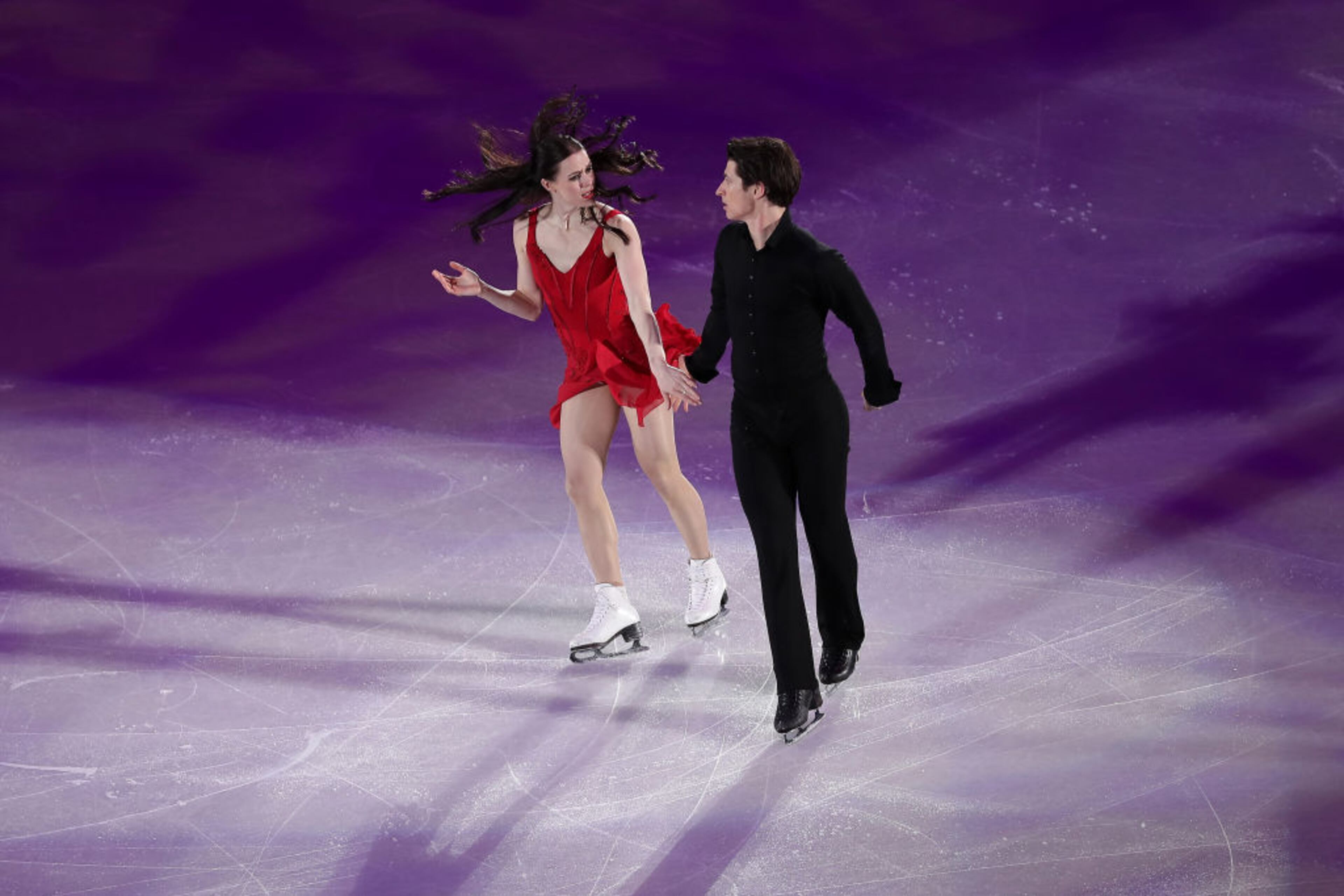 GANGNEUNG, SOUTH KOREA - FEBRUARY 25: Tessa Virtue and Scott Moir of Canada perform during the Figure Skating Gala Exhibition on day 16 of the PyeongChang 2018 Winter Olympics at Gangneung Ice Arena on February 25, 2018 in Gangneung, South Korea. (Photo by Richard Heathcote/Getty Images)