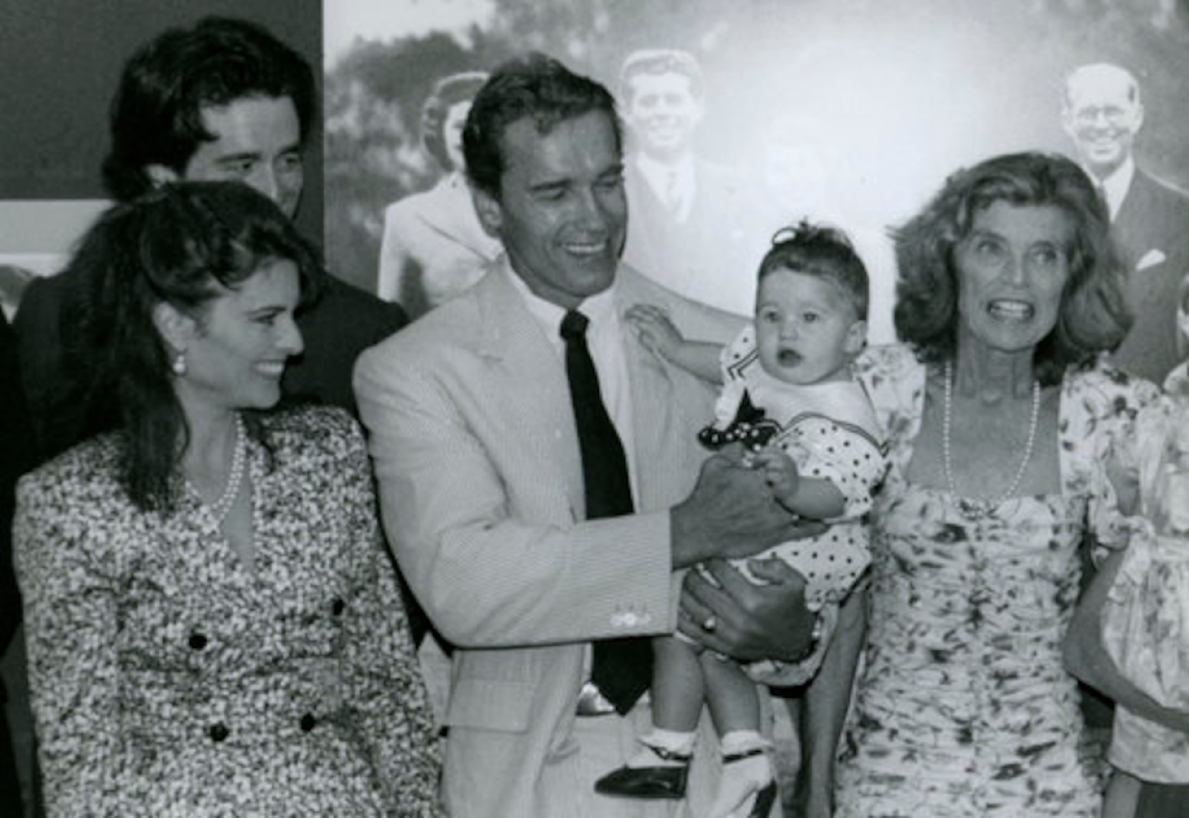 Shriver and Schwarzenegger stepped out with daughter Katherine and Shriver's mother Eunice on July 15, 1990 at the Kennedy Family compound in Hyannis, Mass. That same year, two of Schwarzenegger's biggest films were released: "Kindergarten Cop" and "Total Recall."