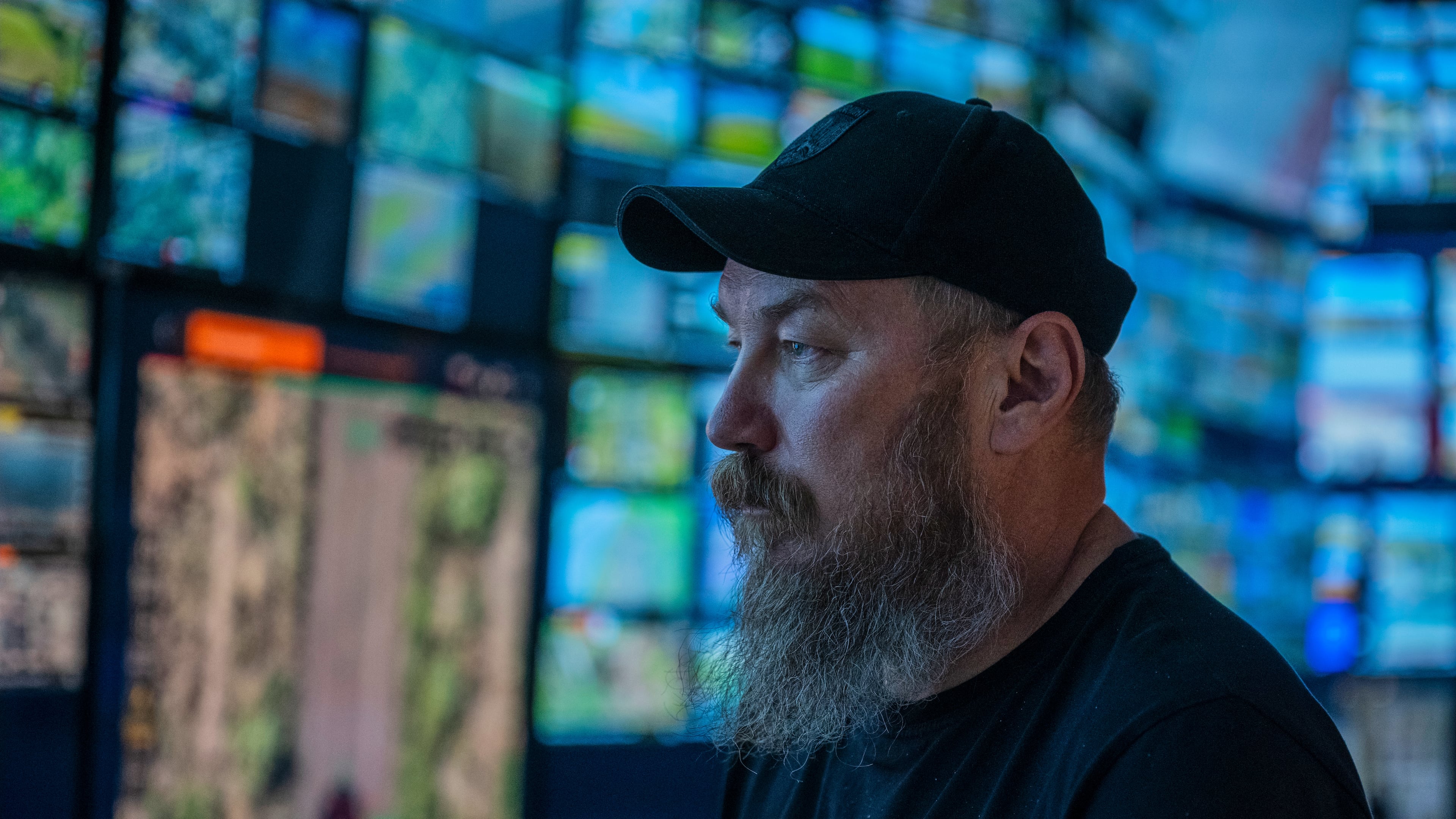 Maj. Robert "Magyar" Brovdi stands in the control room during a long-range unmanned aerial vehicle operation targeting Russian positions in an undisclosed location in Ukraine on Friday, Aug. 7, 2026. (AP Photo/Dan Bashakov)