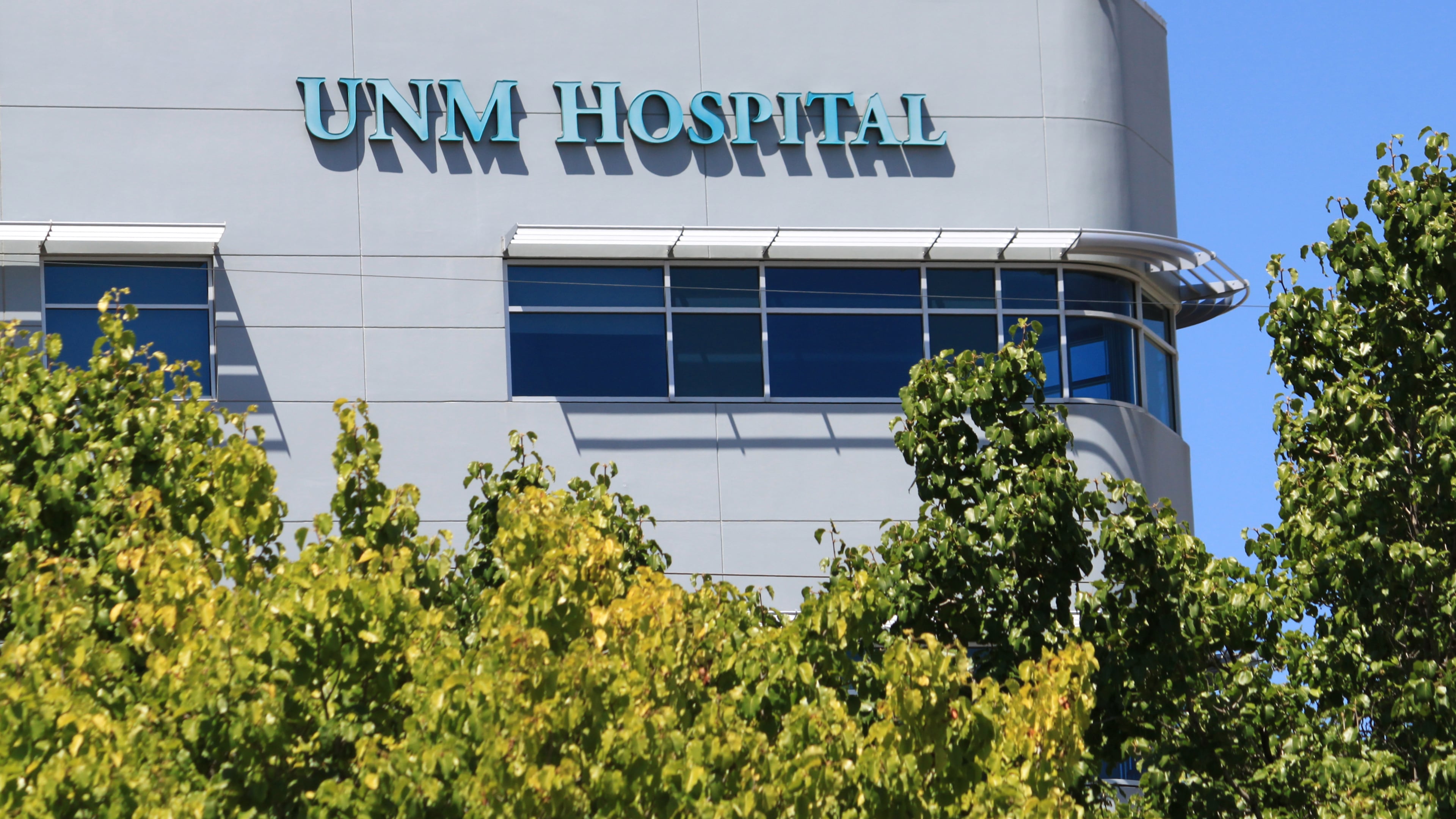 FILE - The University of New Mexico Hospital is seen on July 25, 2025, in Albuquerque, N.M. (AP Photo/Susan Montoya Bryan, File)