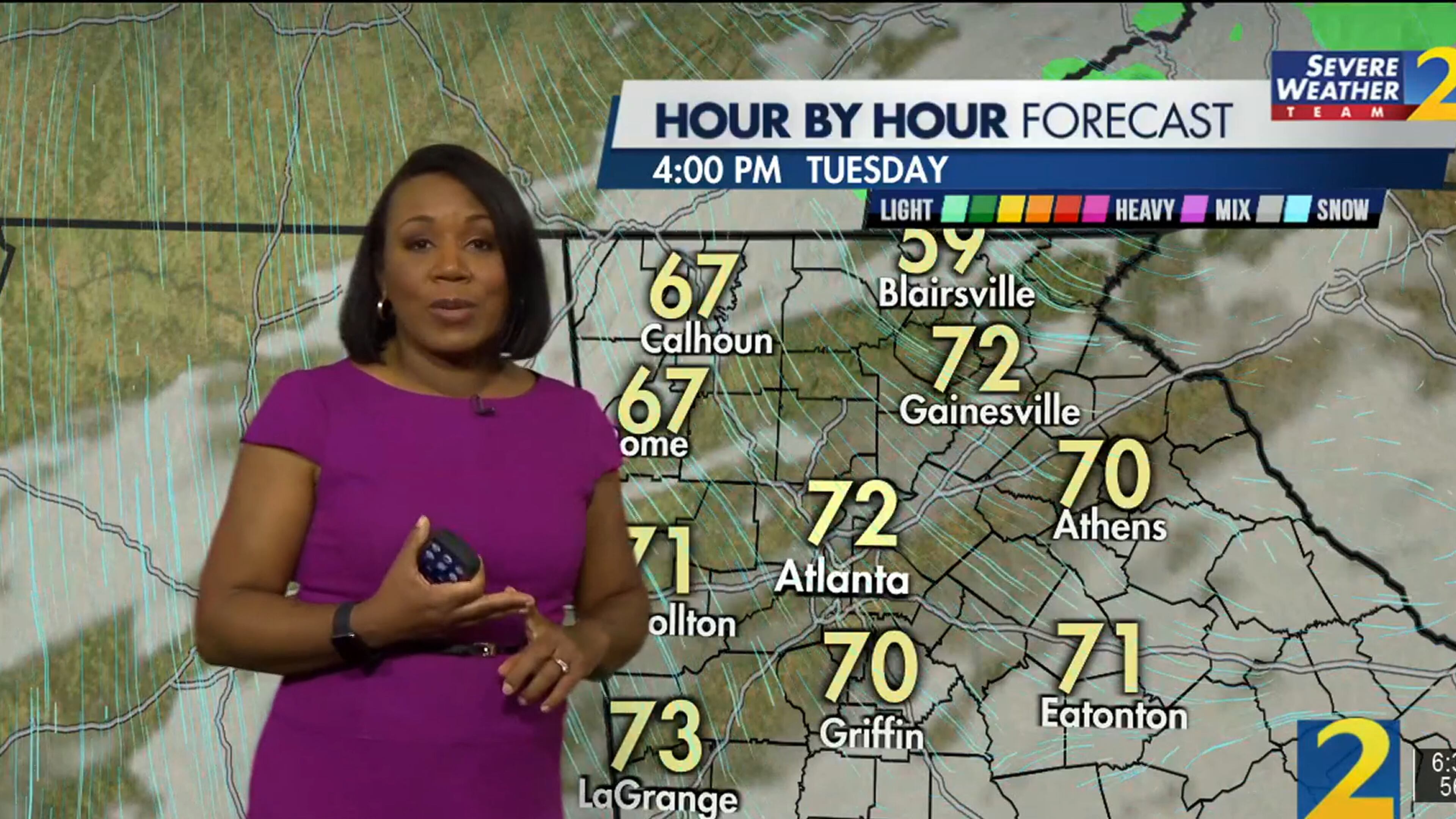 Channel 2 Action News meteorologist Eboni Deon is calling for a highs in the upper 60s and low 70s on Tuesday.