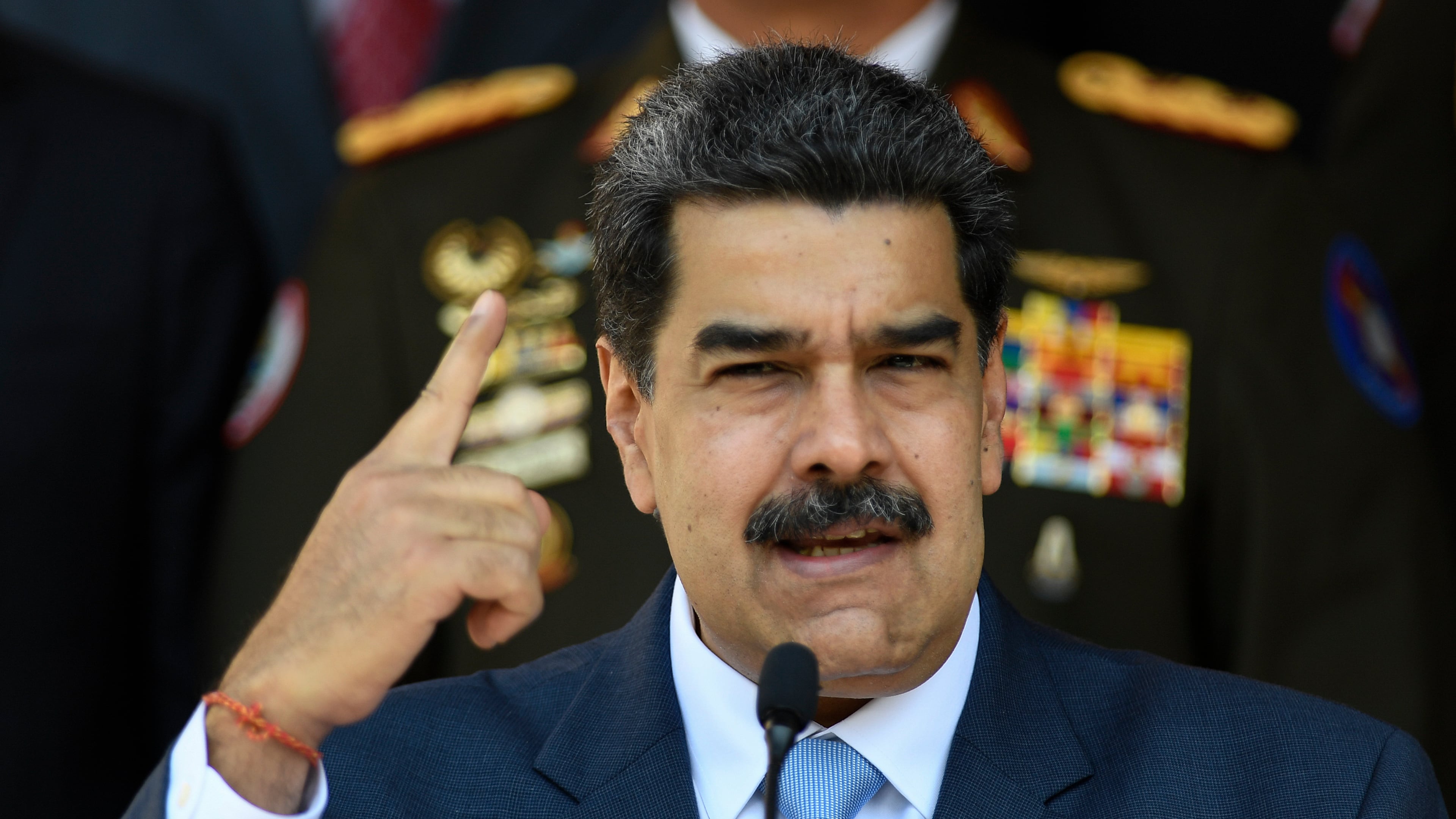 FILE - Venezuelan President Nicolas Maduro gives a press conference at the Miraflores presidential palace, March 12, 2020, in Caracas, Venezuela. (AP Photo/Matias Delacroix, File)