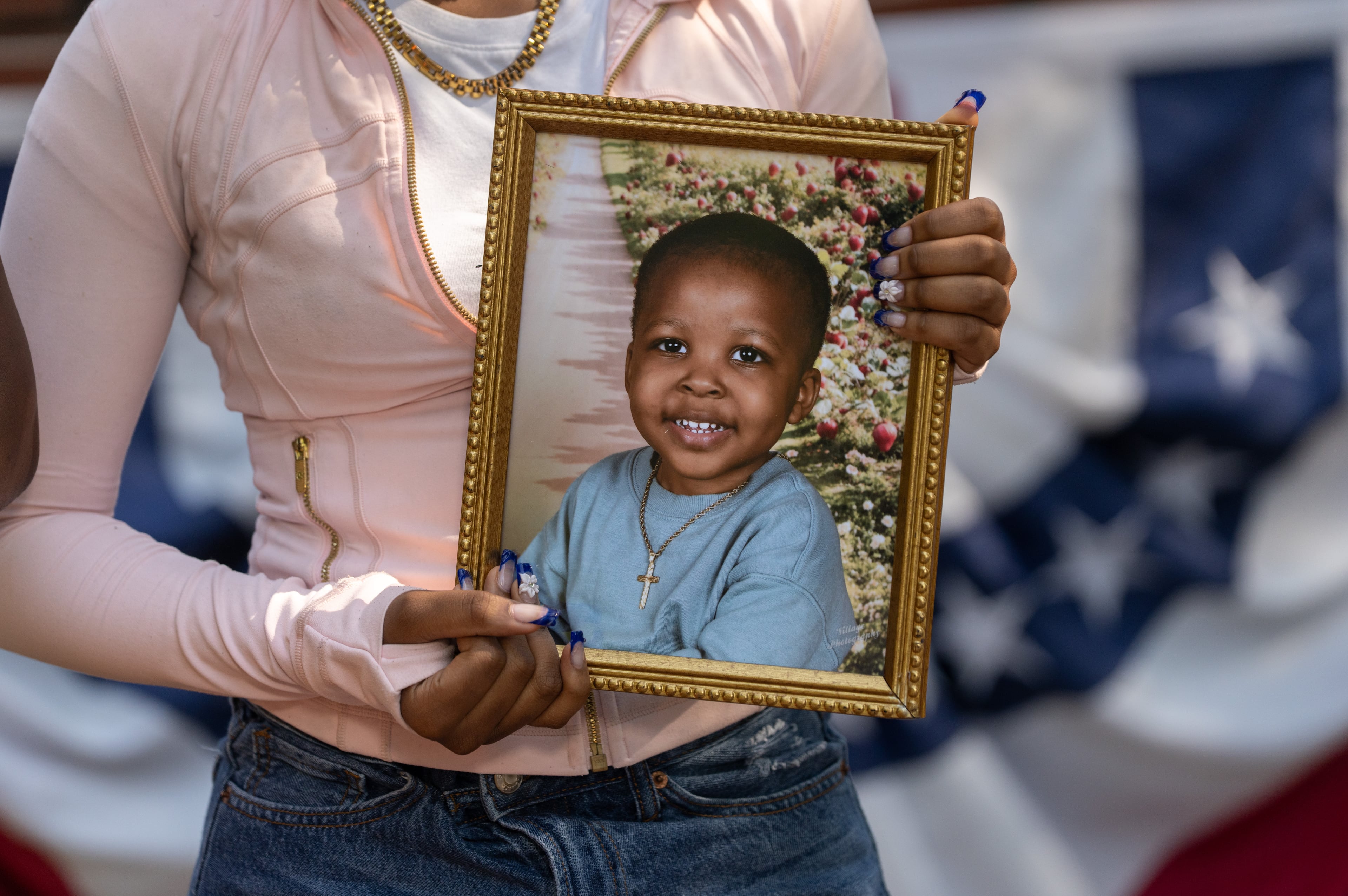 The family of deceased two year old Messiah Harris speaks to the media