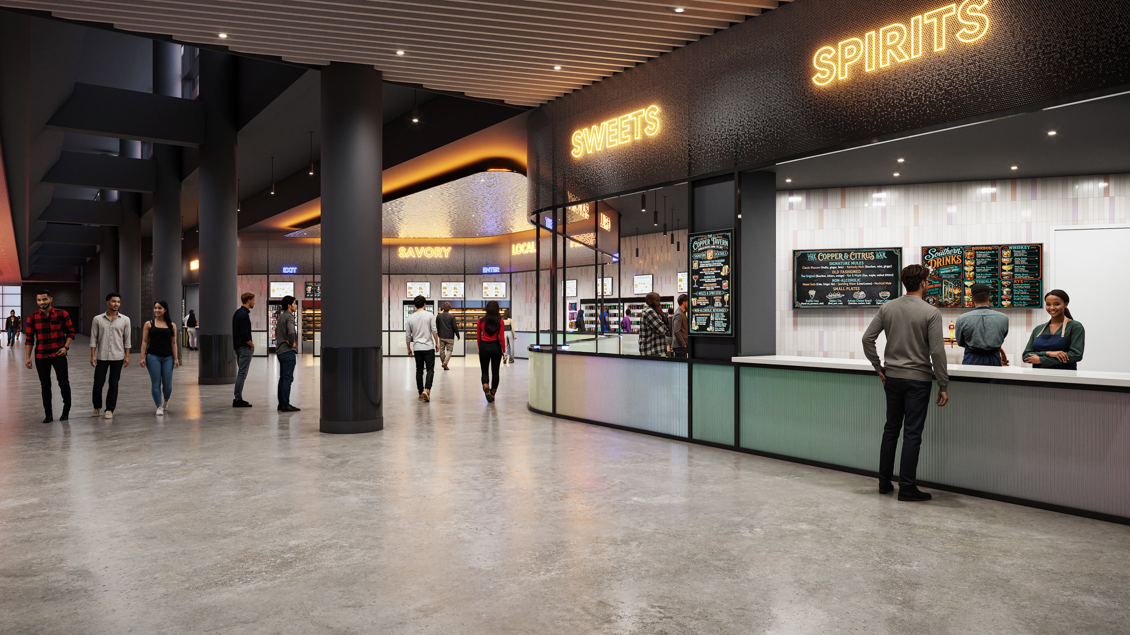 This is a rendering of a planned $175 million renovation to Gas South Arena in Duluth, which held a groundbreaking in September 2026. The full slate of renovations is expected to be complete in 2028. (Courtesy of Gas South District)