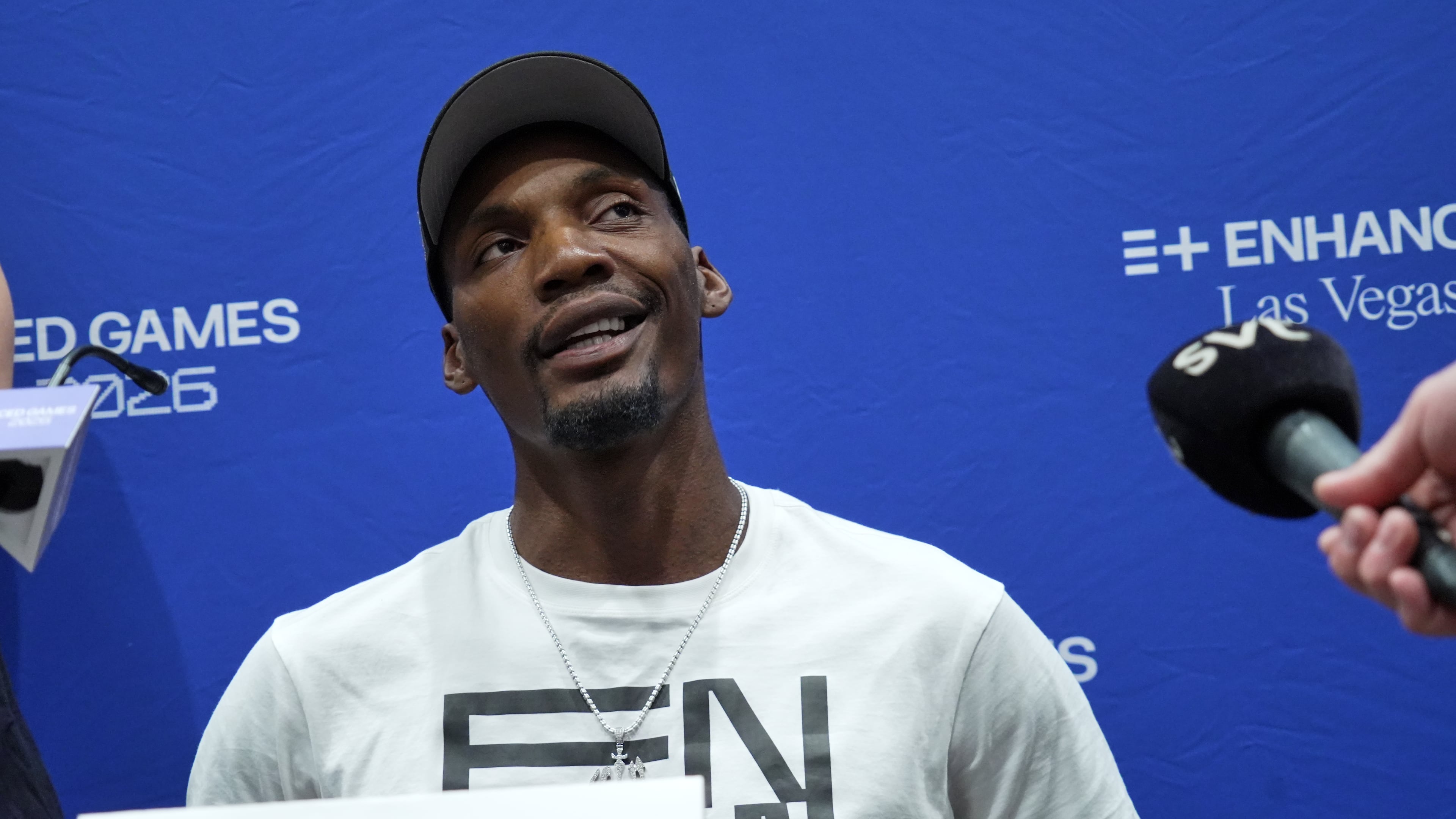Athlete, Fred Kerley attends a press conference ahead of the Enhanced Games in Las Vegas, Friday, May 22, 2026. (AP Photo/Ty ONeil)