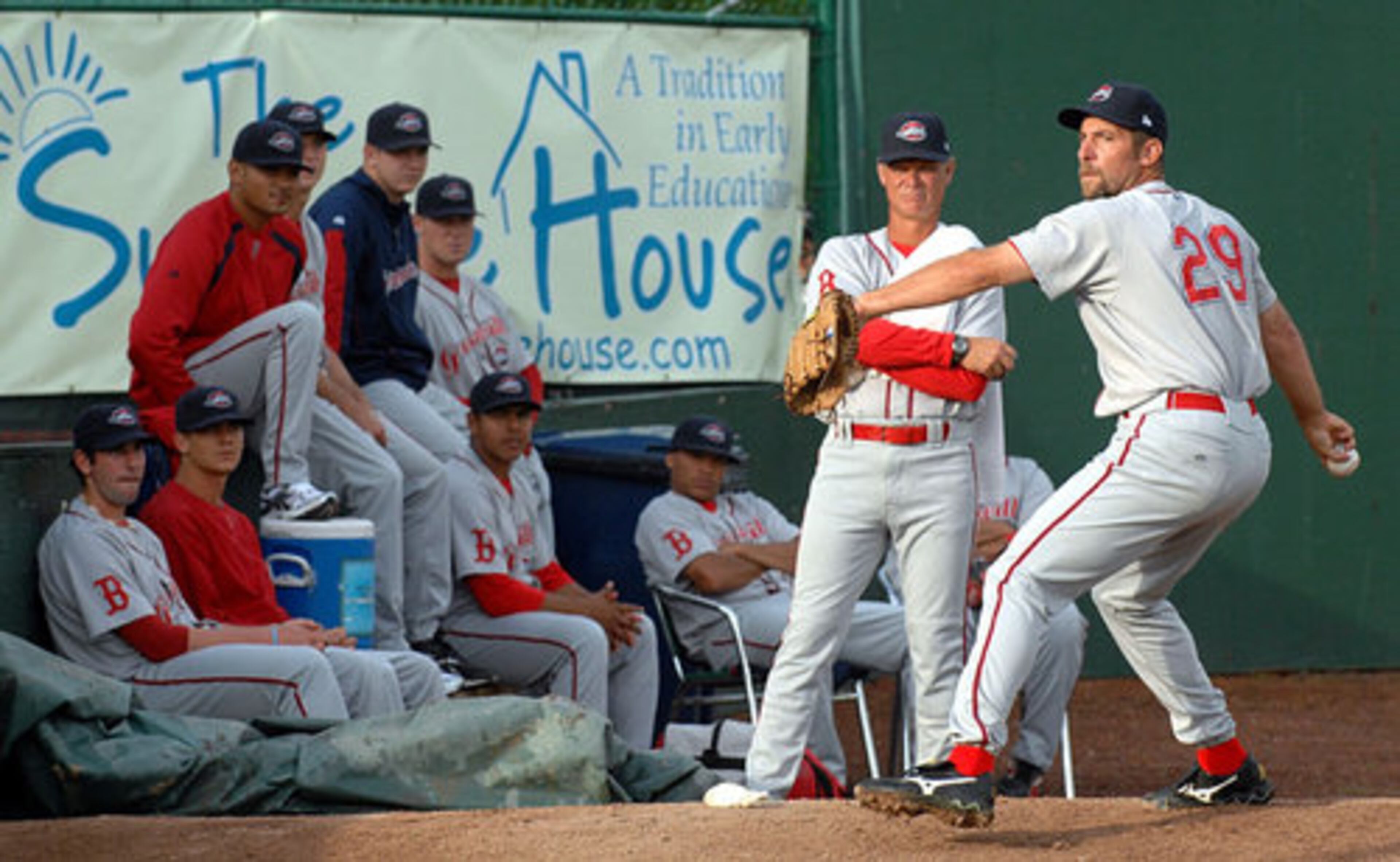 Smoltz warms up before his first rehabilitation outing.