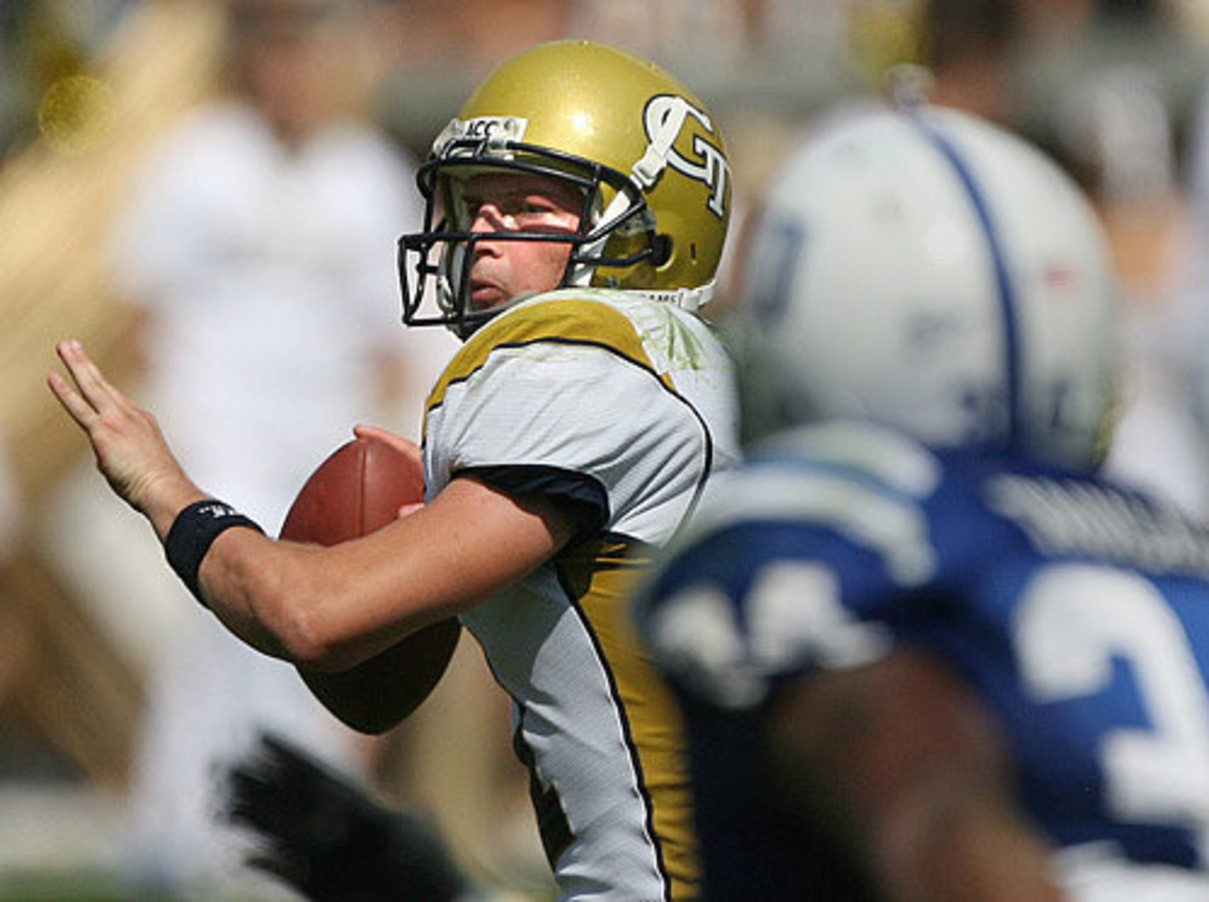 Shaw (vs. Duke in 2008) was rated the No. 10 dual-threat quarterback in the country at Flowery Branch High School. - Doug Roberson, AJC