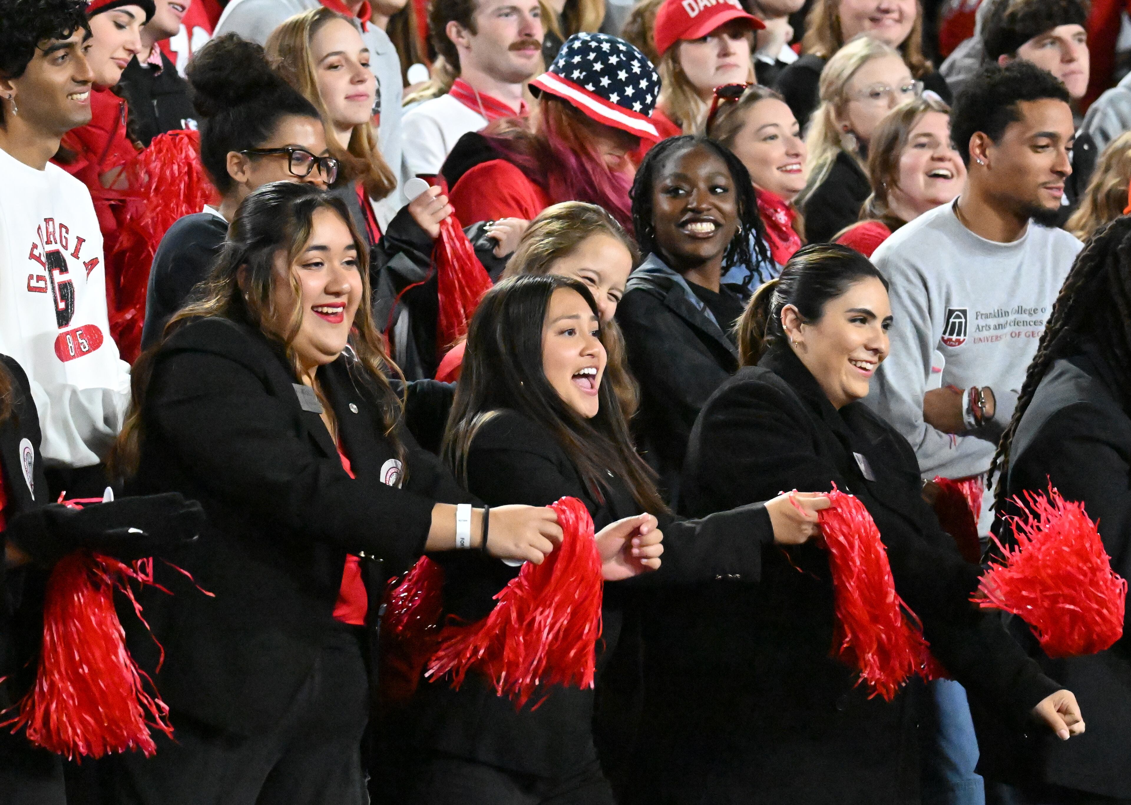 Georgia fans cheer before their home game against Ole Miss at Sanford Stadium, Saturday, Nov. 11, 2023, in Athens. (Hyosub Shin / Hyosub.Shin@ajc.com)