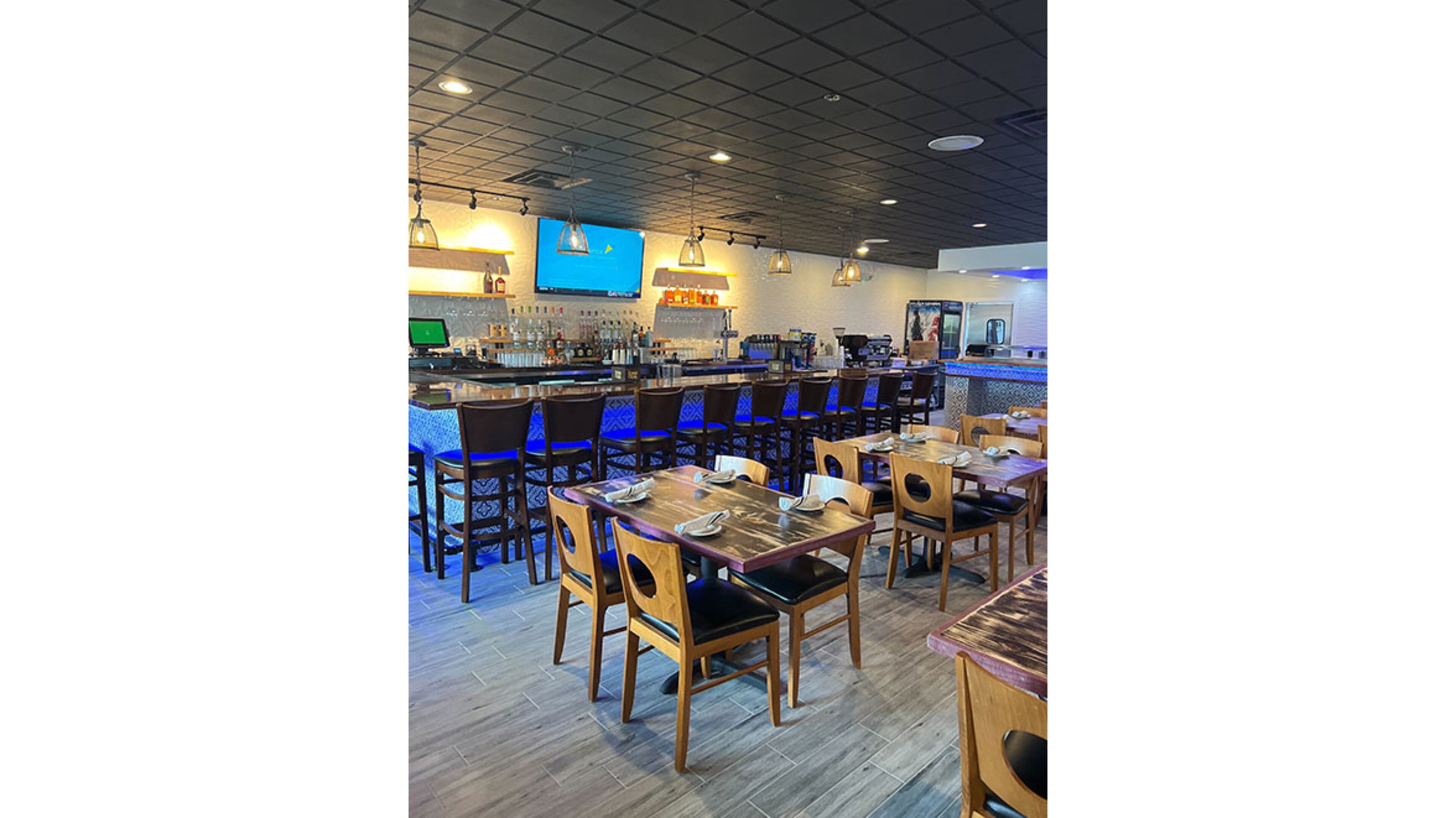 The interior of Pisco Latin Kitchen.