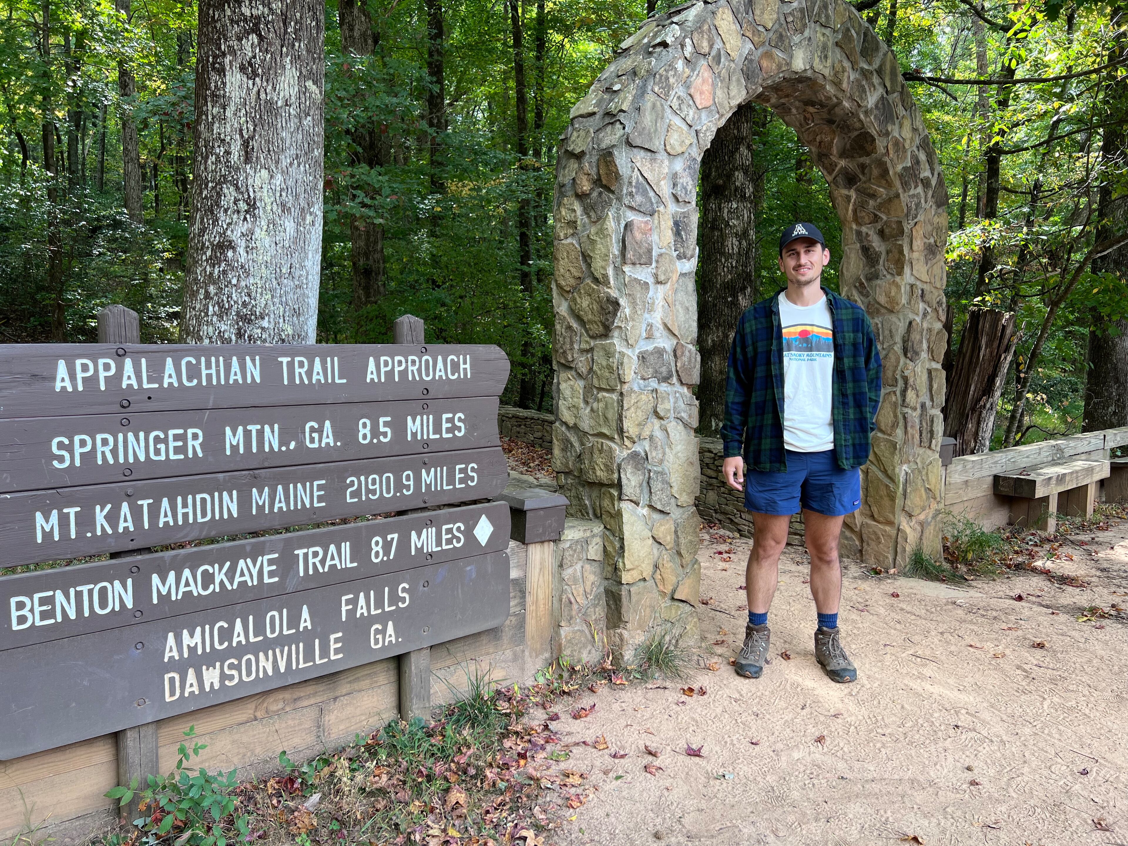On Monday, Zach Cross plans to set out on the Appalachian Trail from the Southern Terminus at Springer Mountain. He wants to complete 2,200-mile journey by October. Most hikers start out this arch at Amicalola Falls which is the approach to Springer Mountain.