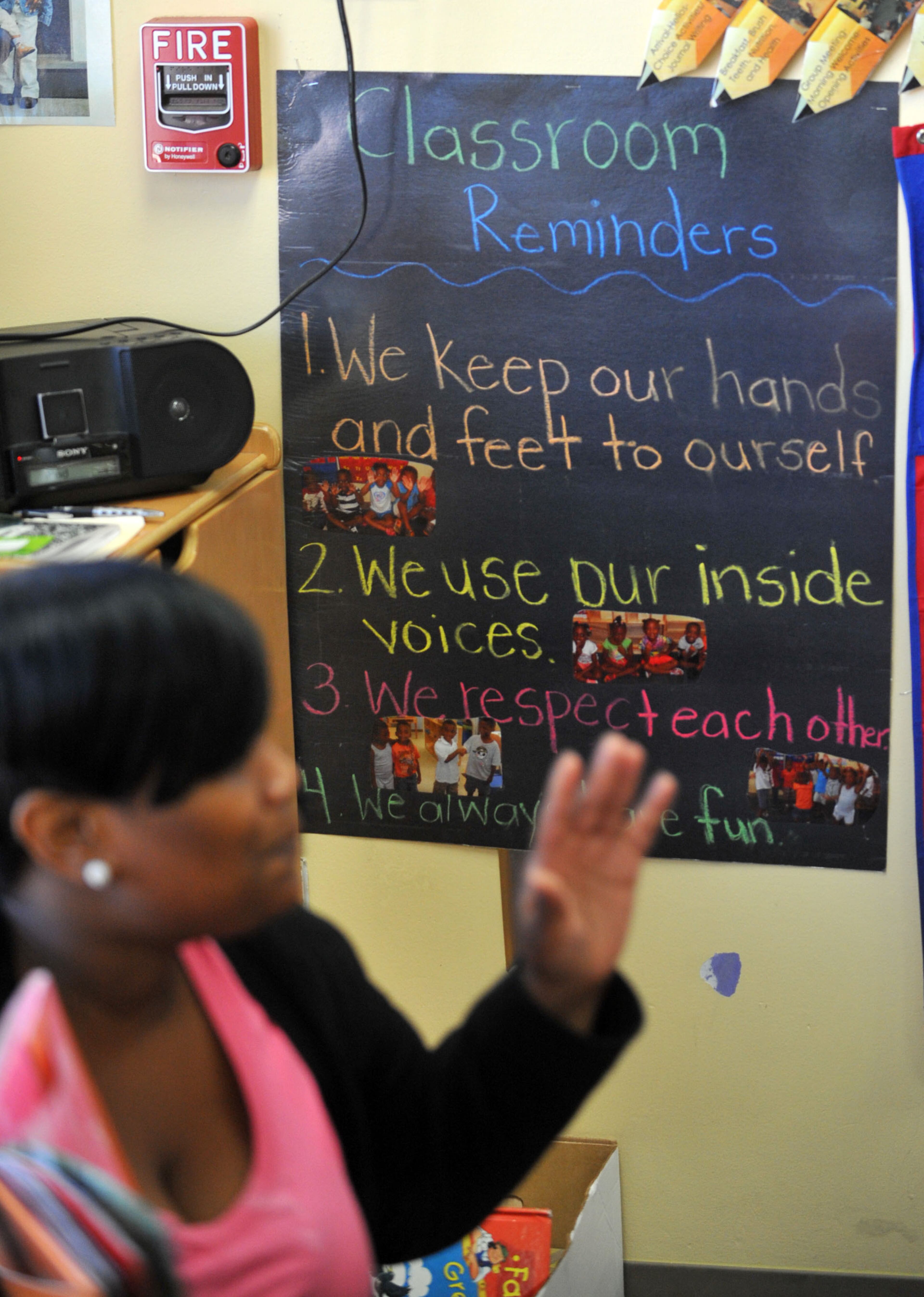 Classroom rules are on the wall as teacher Natunya Brown reads a story to pre-K students after their naptime Wednesday. Georgia's popular, lottery funded pre-kindergarten program is paying off for 4-year-olds, giving them a leg-up on counting and six other skills they need for school, according to a study released on Wednesday. Researchers at UNC Chapel Hill's Frank Porter Graham Child Development Institute found students who completed Georgia pre-k and were headed to kindergarten performed better on seven of 10 school readiness skills than students of the same age who were just entering the program.