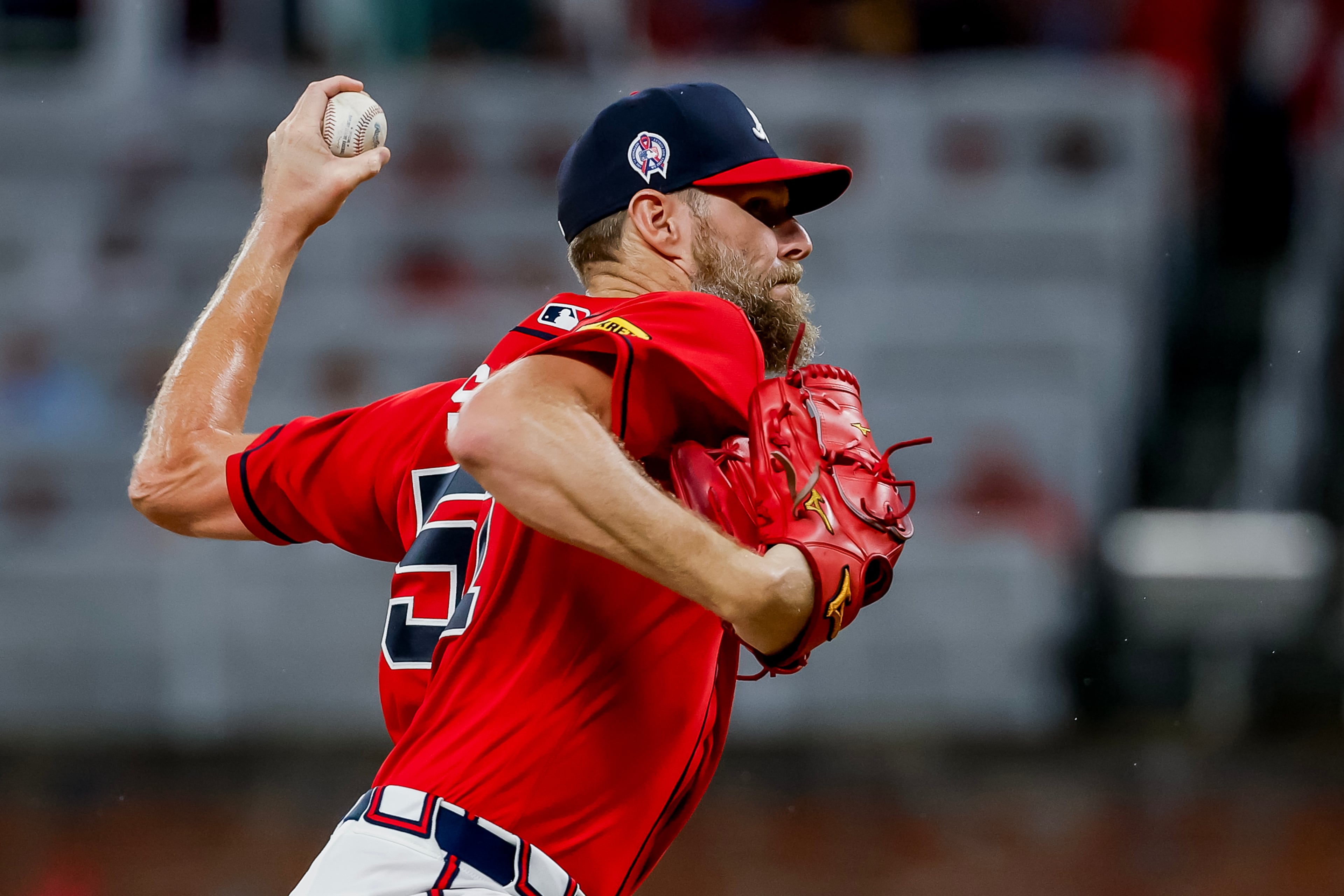 Braves pitcher Chris Sale delivers against the Phillies. (Erik S. Lesser/AP)