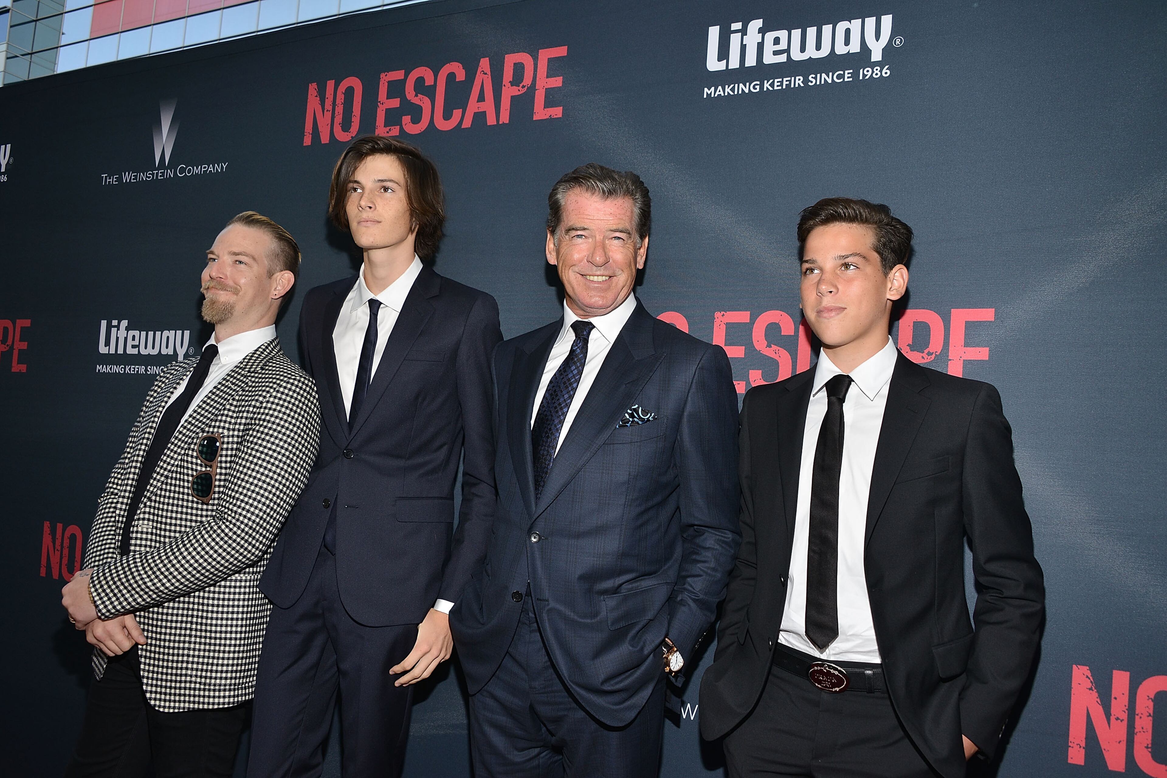 LOS ANGELES, CA - AUGUST 17: Pierce Brosnan attends the premiere of the Weinstein Company's 'No Escape' at Regal Cinemas L.A. Live on August 17, 2015 in Los Angeles, California. (Photo by Araya Diaz/Getty Images for The Weinstein Company)