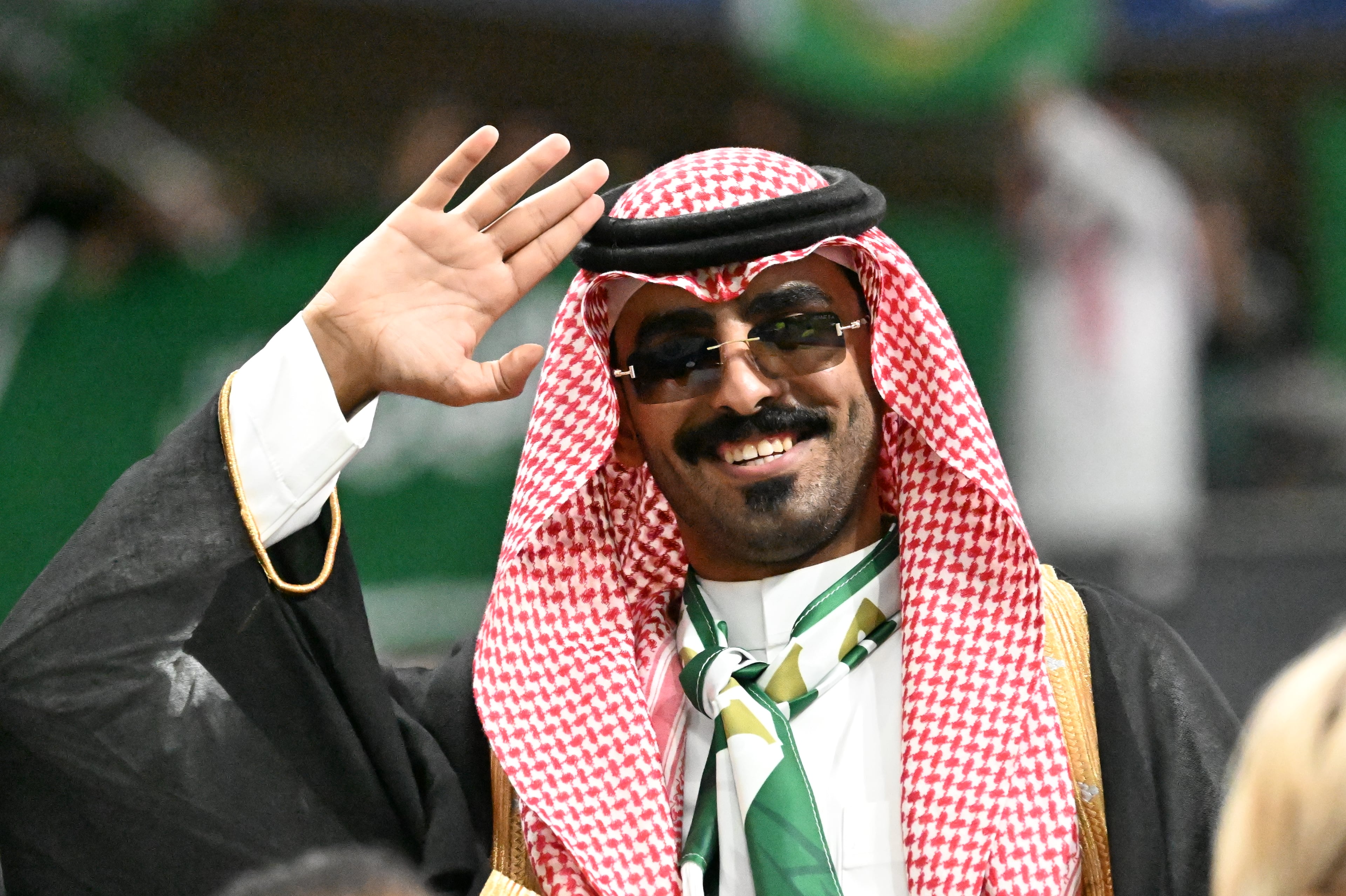 Fans of Saudi Arabia get ready for the Spain vs. Saudi Arabia World Cup match Sunday, June 21, 2026, at Atlanta Stadium. (Hyosub Shin/AJC)