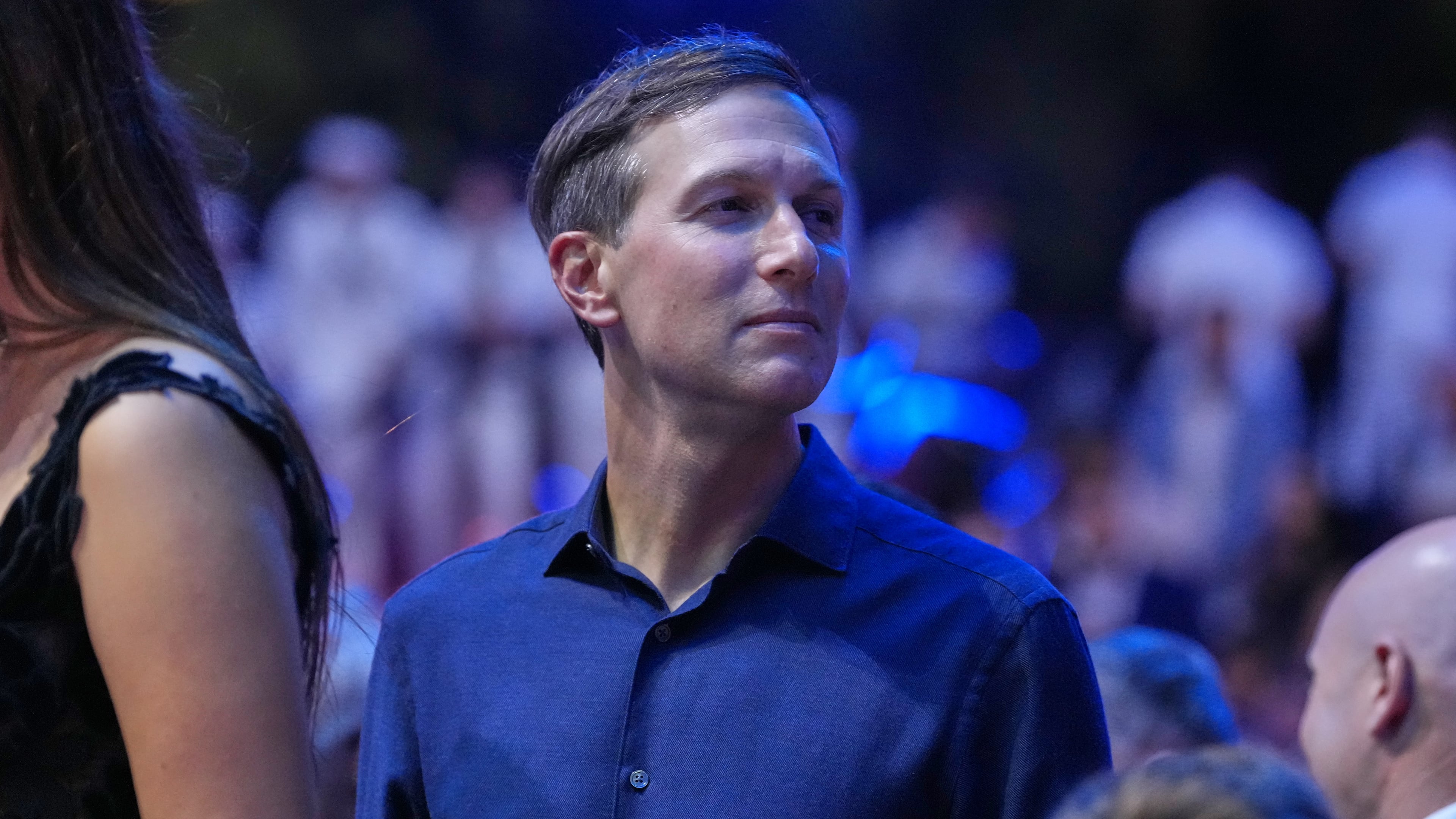 FILE - Jared Kushner waits to walk into the ring after the lightweight championship bout at UFC Freedom 250 on the South Lawn of the White House, June 15, 2026, in Washington. (AP Photo/Alex Brandon, File)