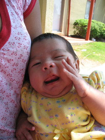Ashley Fernanda Mata, 2 months, was among the children dropped out of windows to safety at the apartment.