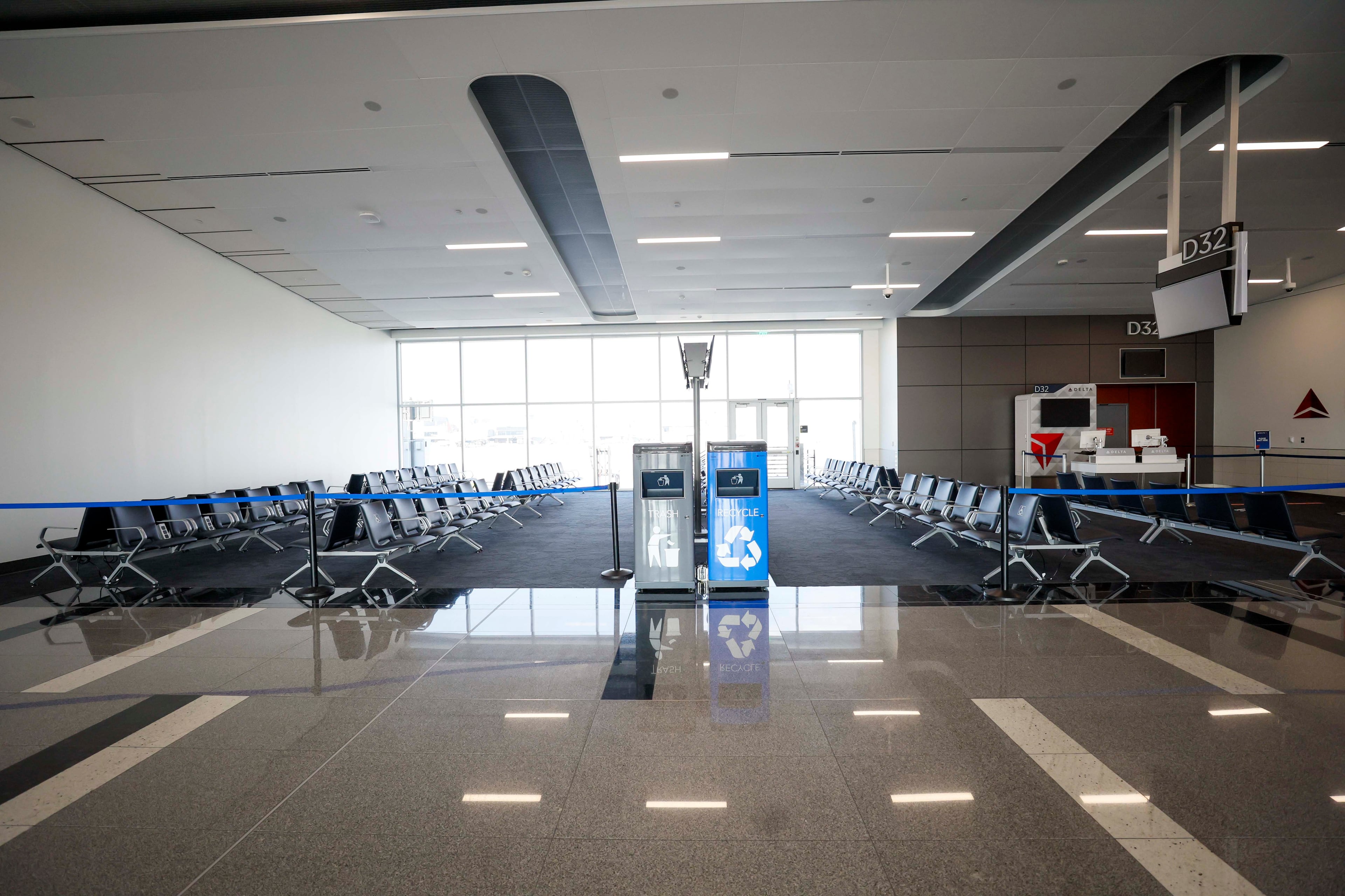 A section of Concourse D is shown completed as part of Phase 2 at Hartsfield-Jackson Atlanta International Airport, with officials preparing for the ribbon-cutting ceremony on Wednesday, Sept. 17, 2025.
(Miguel Martinez/ AJC)