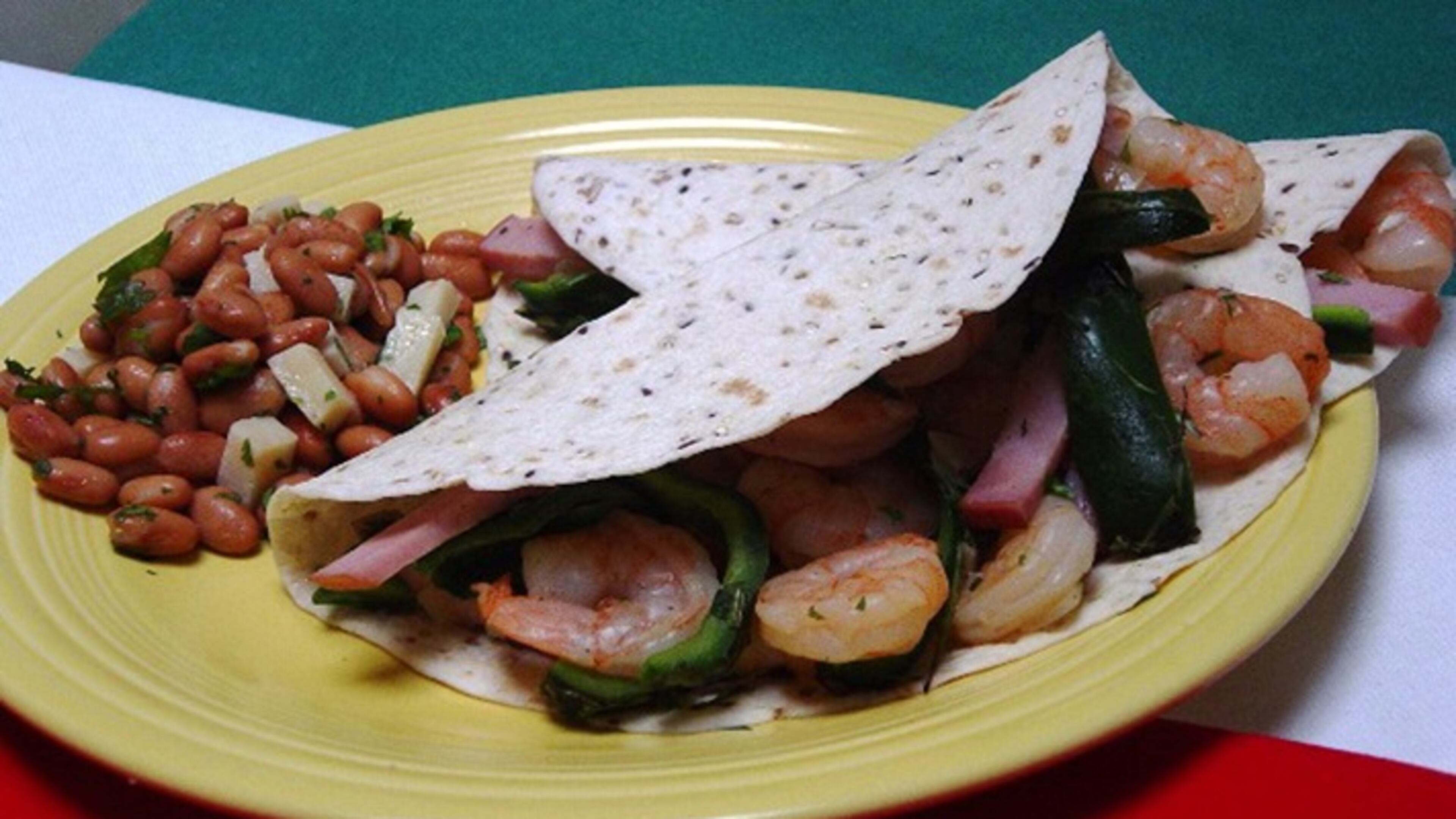 Shrimp and Poblano Pepper Tacos with Pinto Bean Salad (Linda Gassenheimer/TNS)