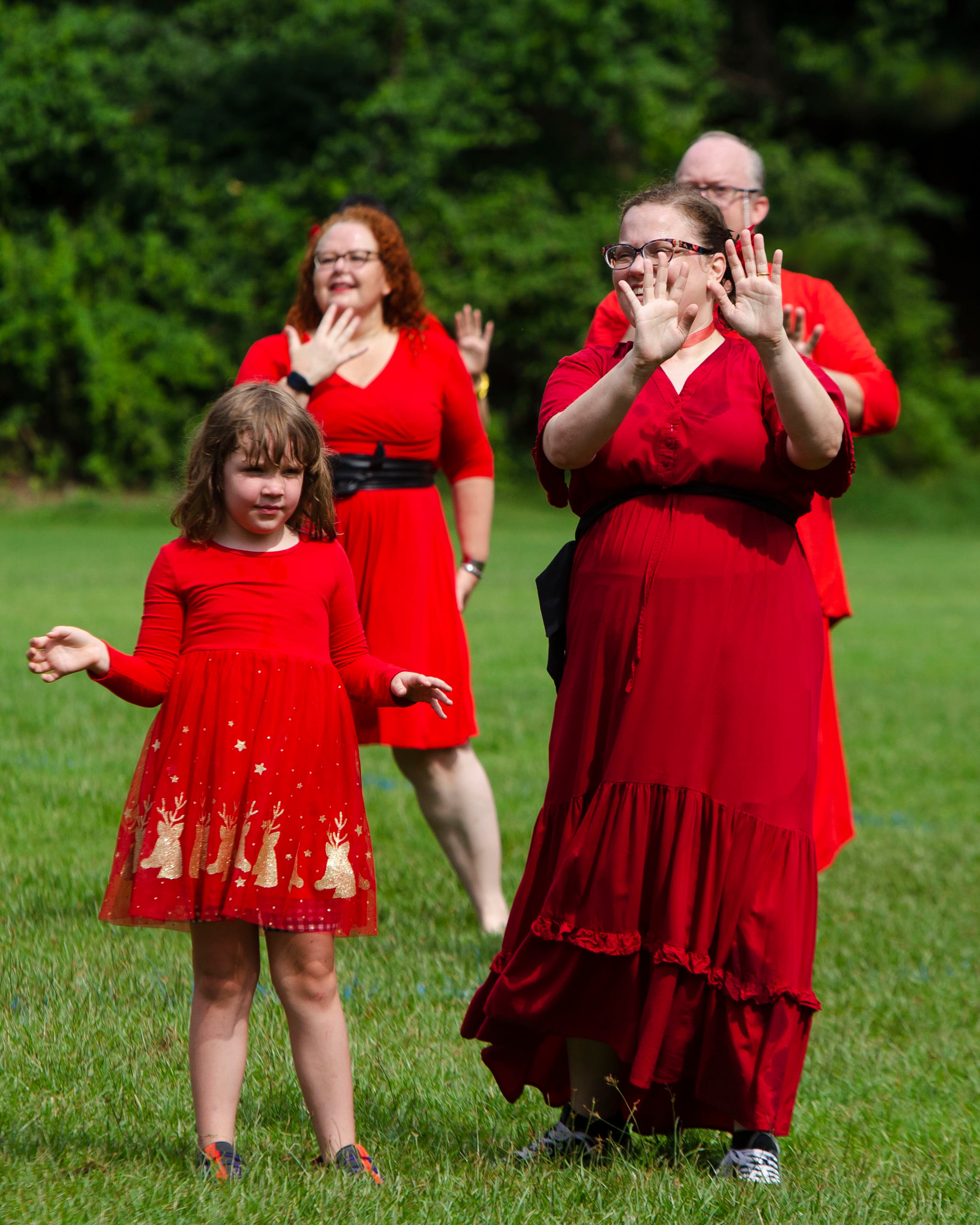 Jennie Law (right) and daughter Miriam Grove (left) dance during a group dance to celebrate the seventh annual international "Most Wuthering Heights Day Ever," on Saturday, July 30, 2022, in Candler Park in Atlanta. The event celebrates Kate Bush's 1978 song "Wuthering Heights" with events in more than 40 cities around the world. CHRISTINA MATACOTTA FOR THE ATLANTA JOURNAL-CONSTITUTION