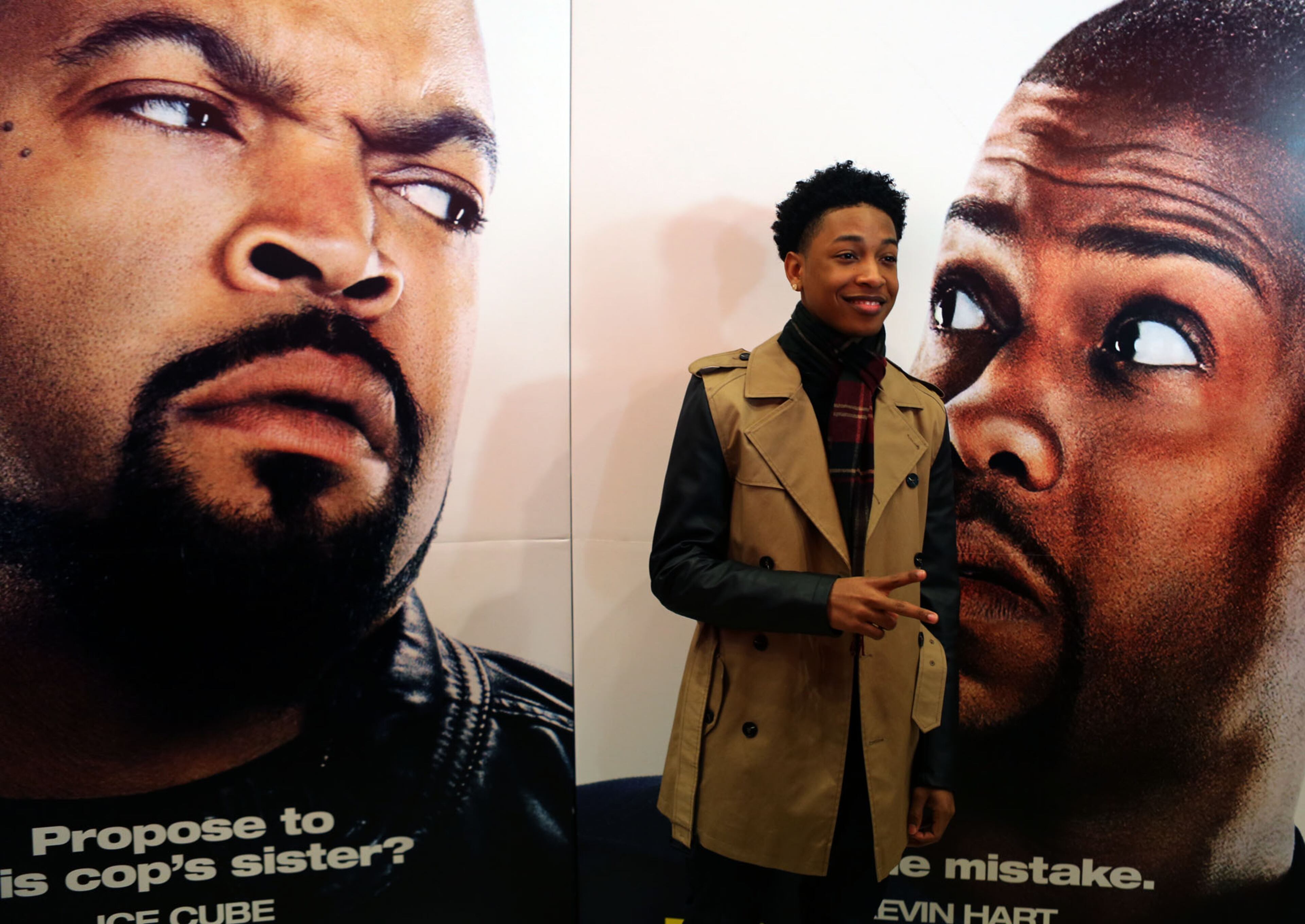 Cast member Jacob Latimore poses on the red carpet for the premier of comedy action film "Ride Along," at the Atlantic Station Regal Theater in Atlanta Monday, Jan. 6, 2014.