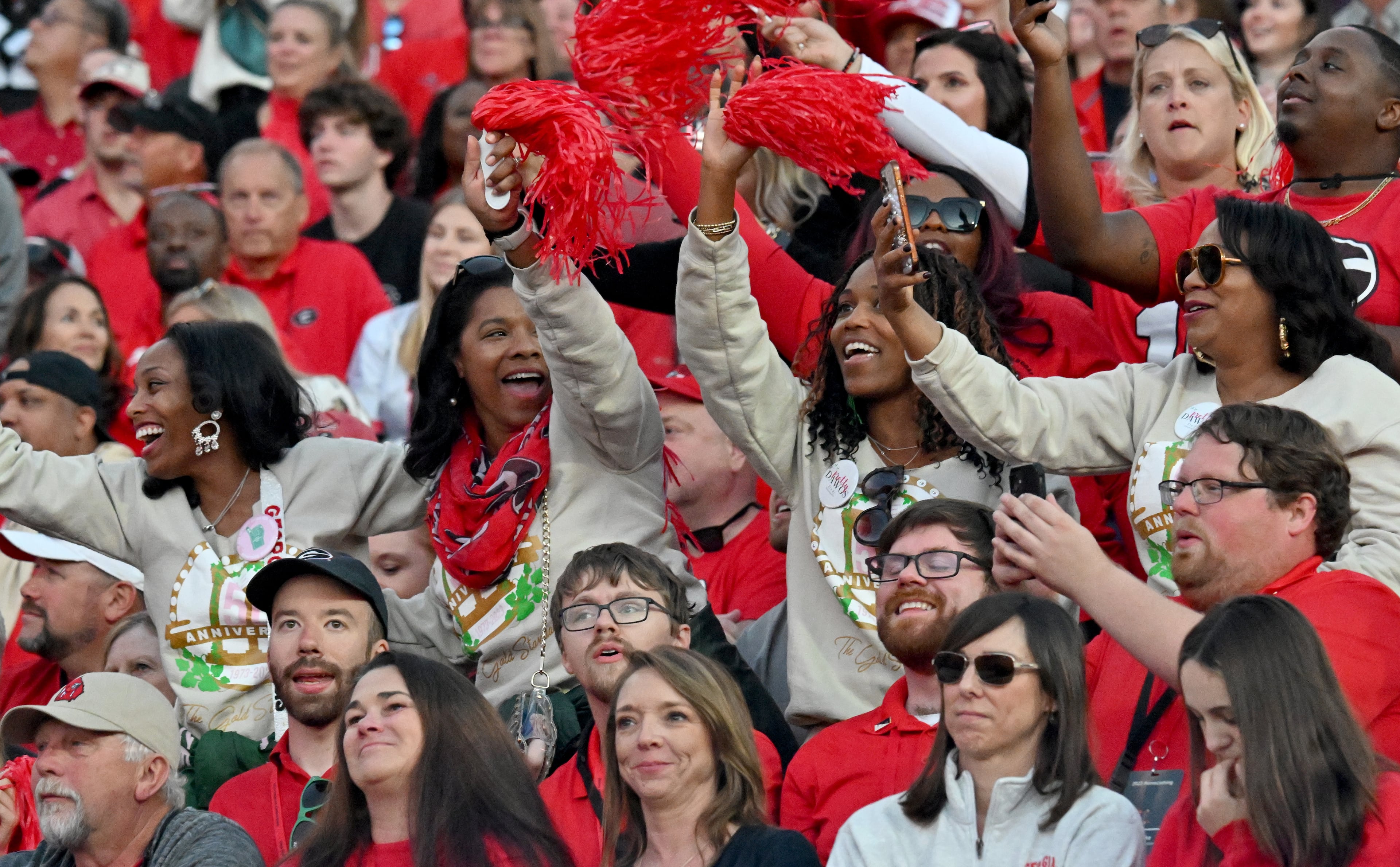 Georgia fans cheer during the second half in an NCAA football game at Sanford Stadium, Saturday, November 4, 2023, in Athens. Georgia won 30-21 over Missouri. (Hyosub Shin / Hyosub.Shin@ajc.com)