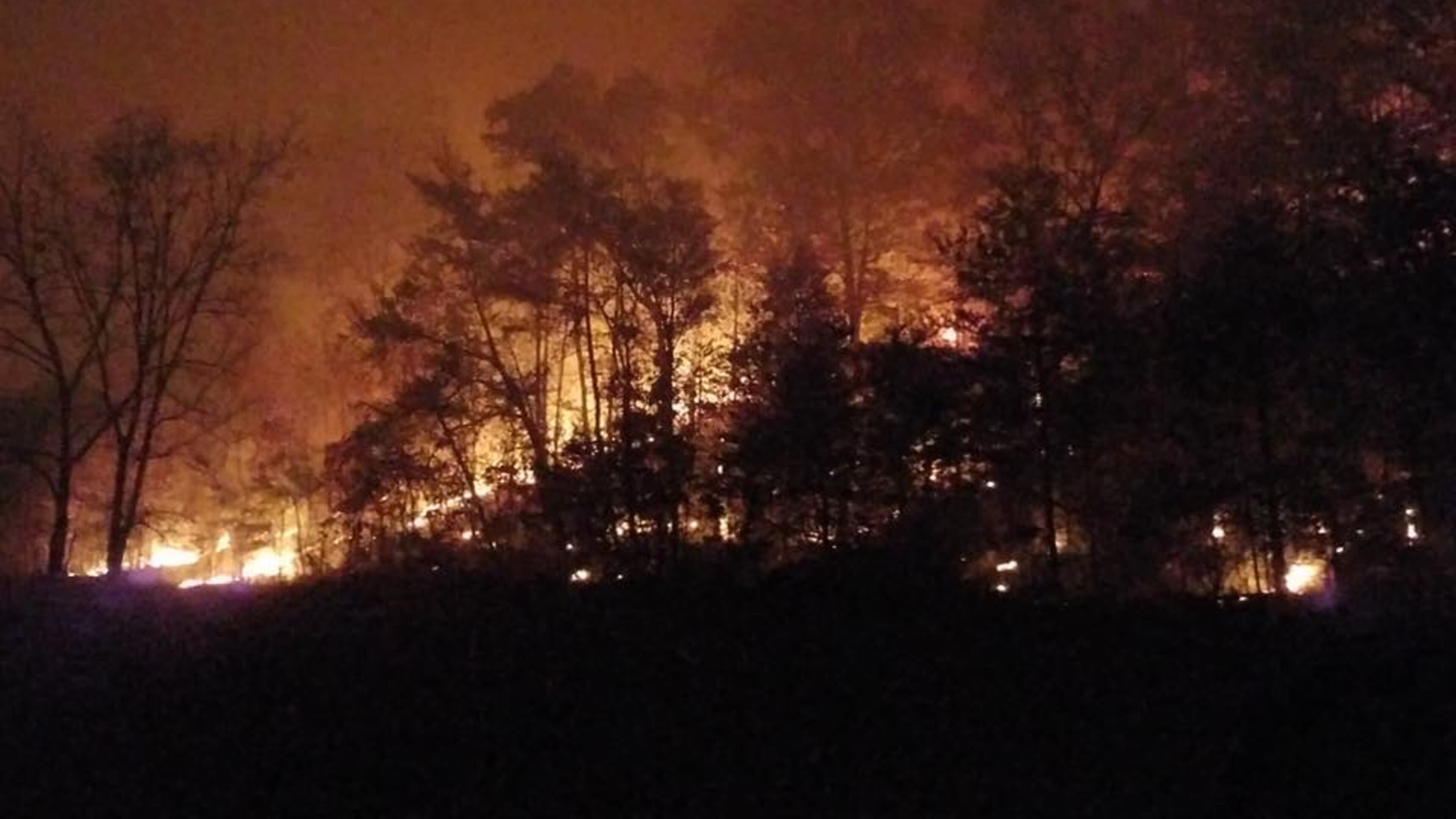 A wildfire burns in Gordon County. (Credit: Georgia Forestry Commission)