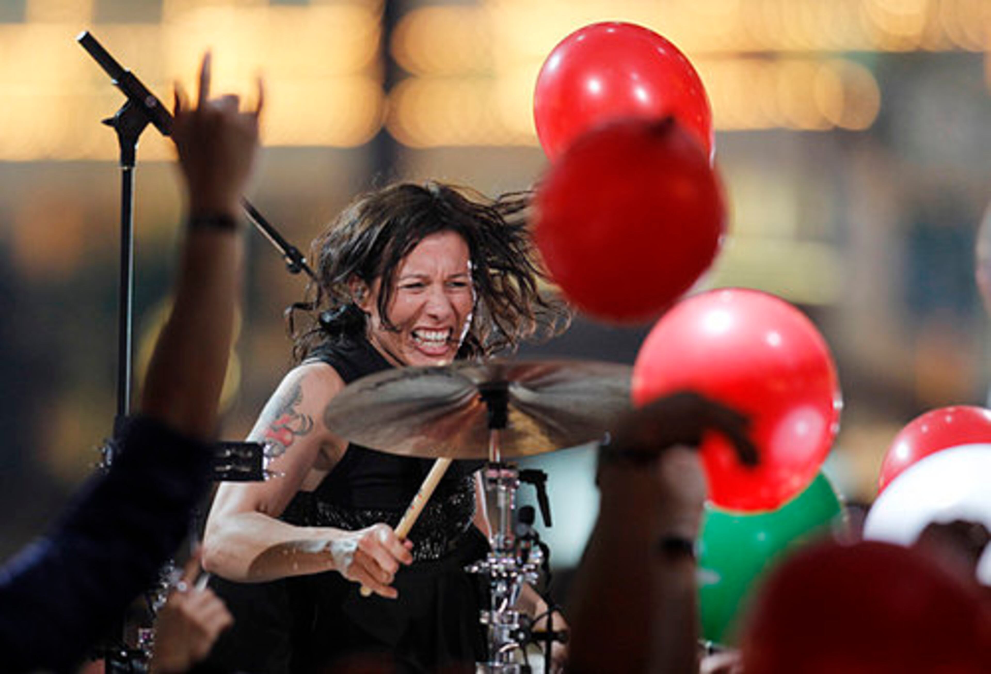 Kim Shifino of Matt and Kim performs.