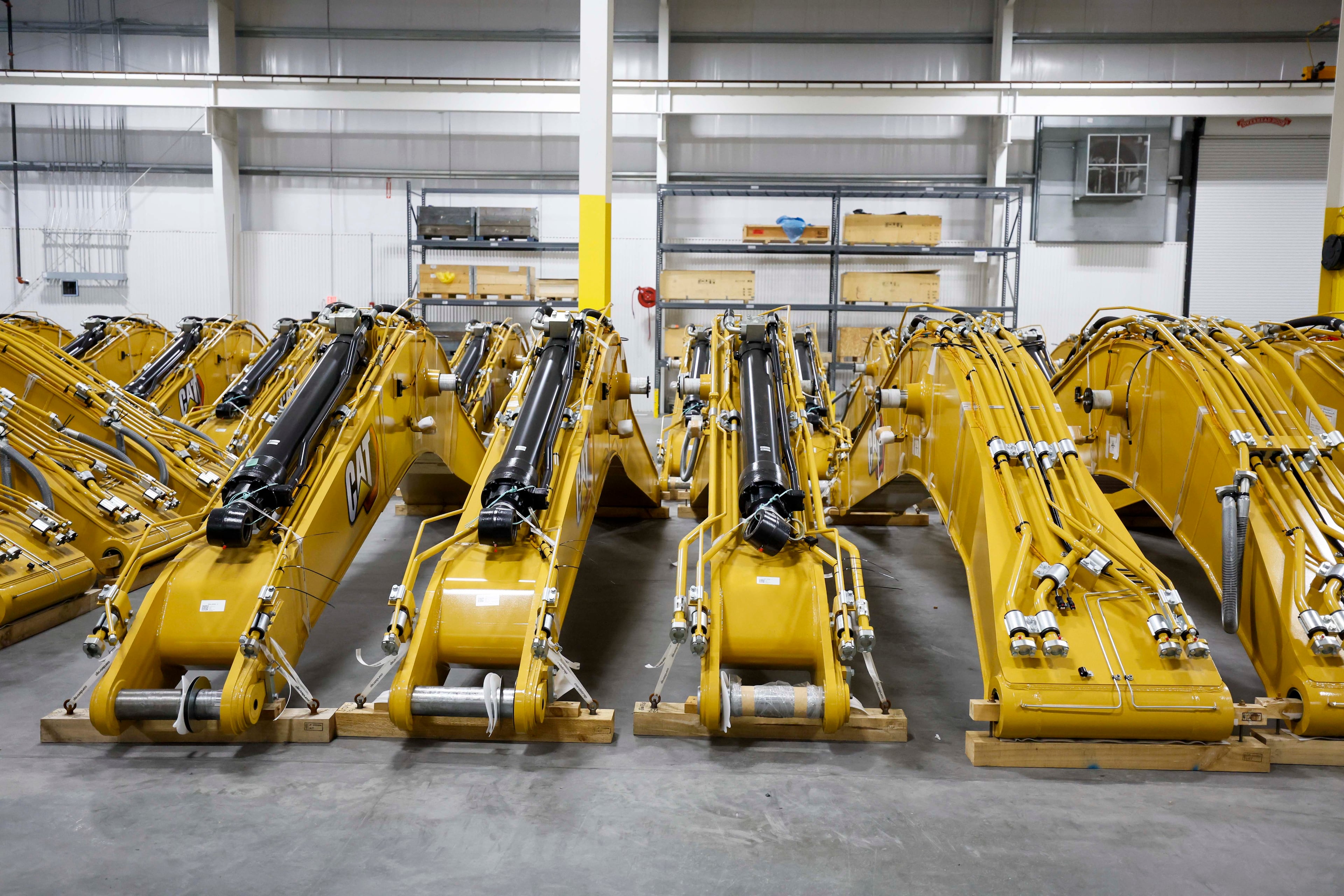 Heavy machinery components are prepared for assembly at a Georgia Port Authority facility in Brunswick, Ga. (Miguel Martinez/AJC)