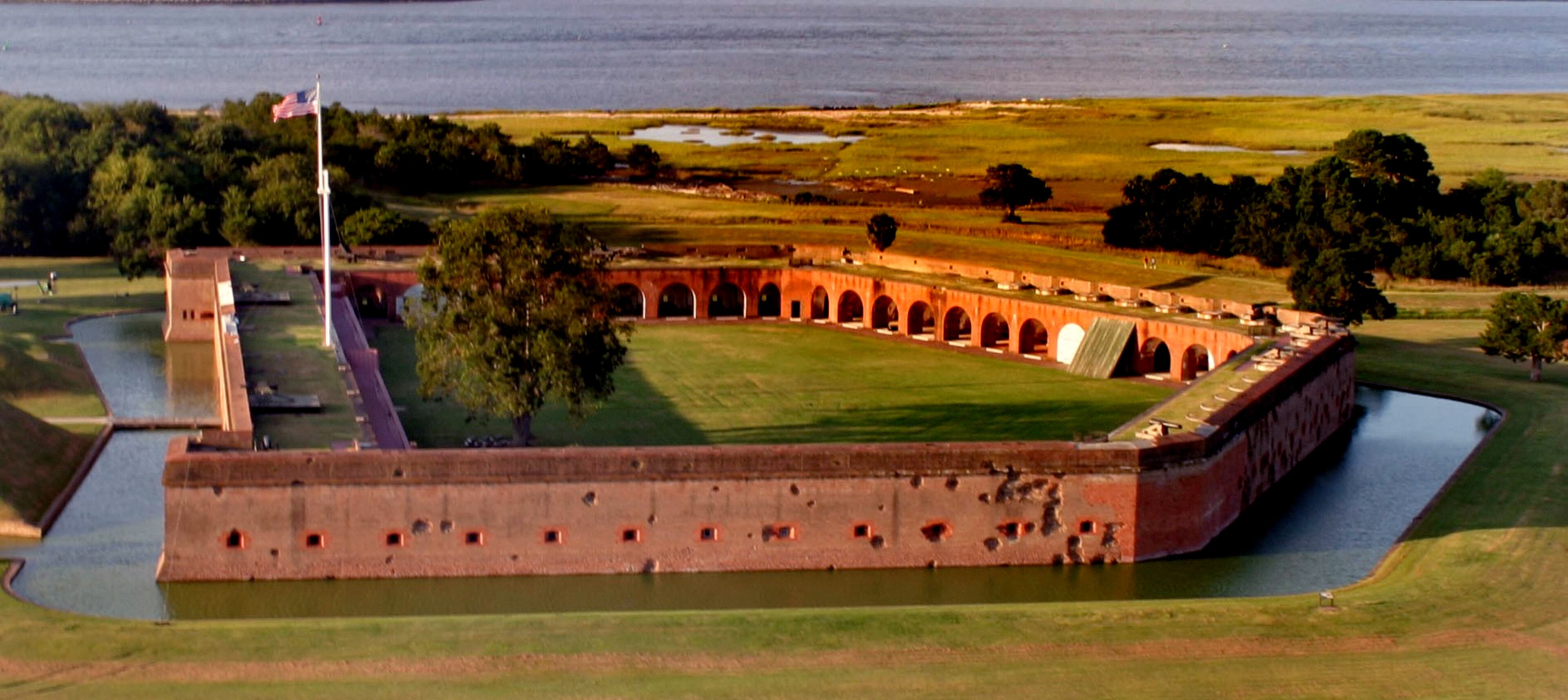 Visit Fort Pulaski National Monument at the right time, and you can see demonstrations of canon and musket fire. The fort, about midway between Savannah and Tybee Island on U.S. 80, played a pivotal role in the Civil War. Because its walls were breached by new weapons, long-range rifled cannons, and its troops forced to surrender, masonry fortifications were doomed. For directions to Fort Pulaski, please visit the National Park Service's website: http://www.nps.gov/fopu/planyourvisit/directions.htm. -- Information from NPS.gov