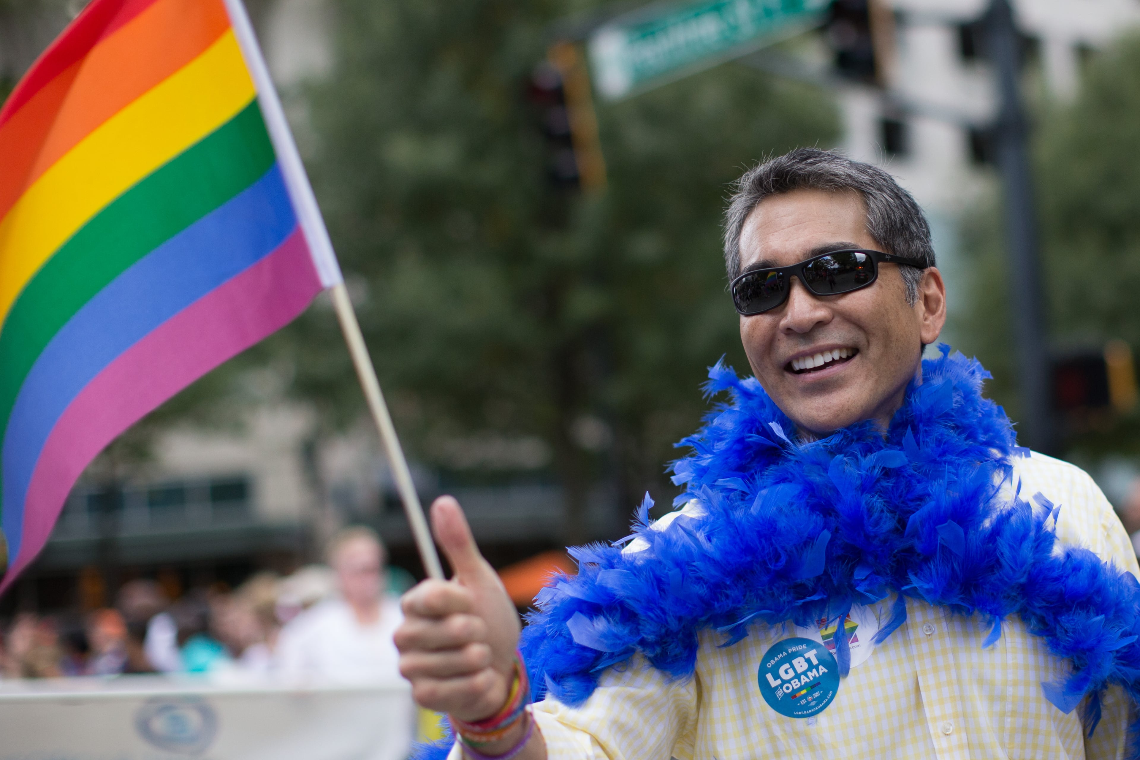 Politician Alex Wan marches down Peachtree Street during the Atlanta Pride Parade on Sunday, Oct. 11, 2015. BRANDEN CAMP/SPECIAL