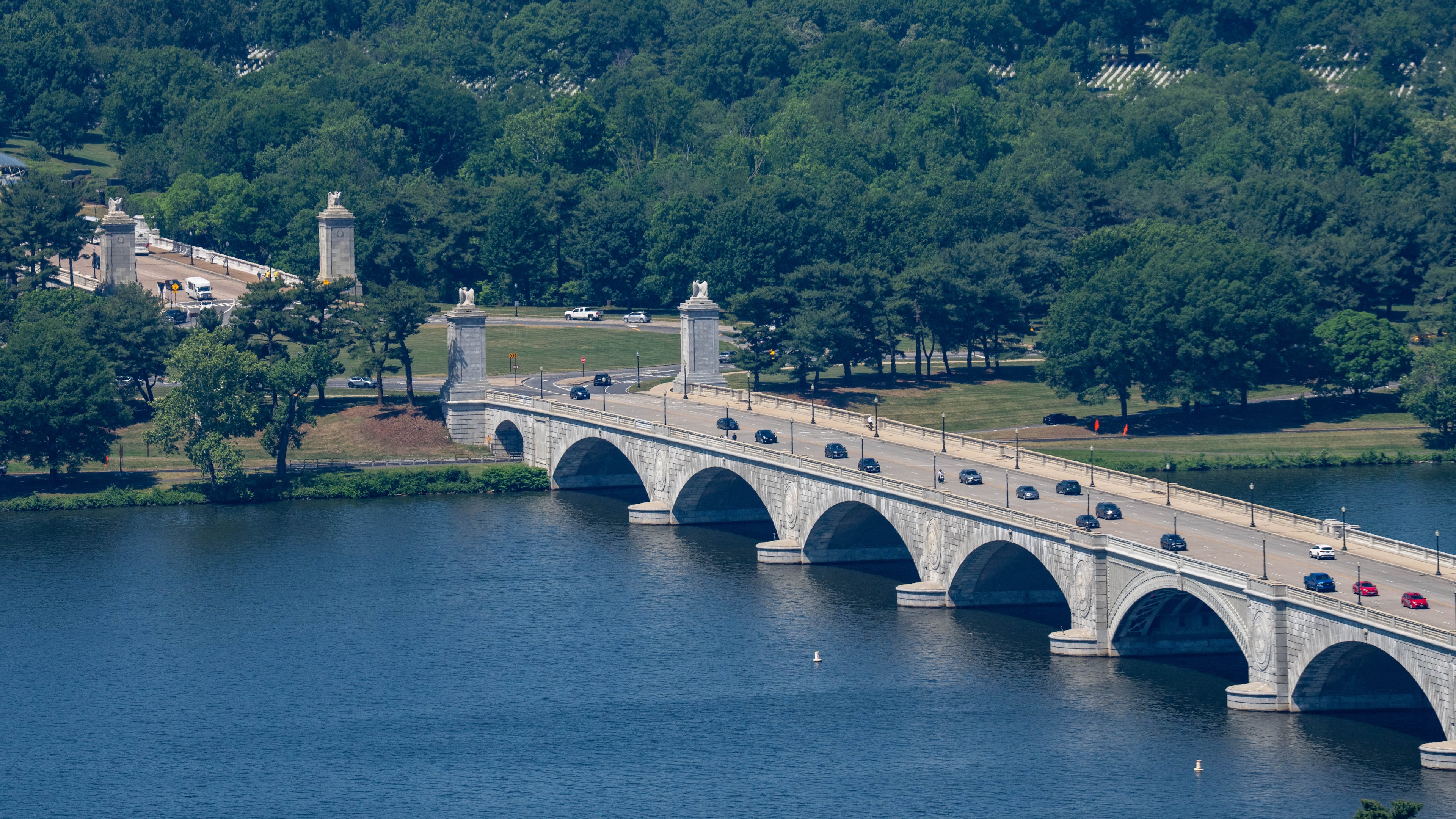 The Arlington Memorial Bridge, over the Potomac River, leads to the Memorial Circle, where President Donald Trump has proposed building an arch to commemorate the United States' 250th anniversary is seen, Tuesday, May 19, 2026, in Washington. (AP Photo/Alex Brandon)