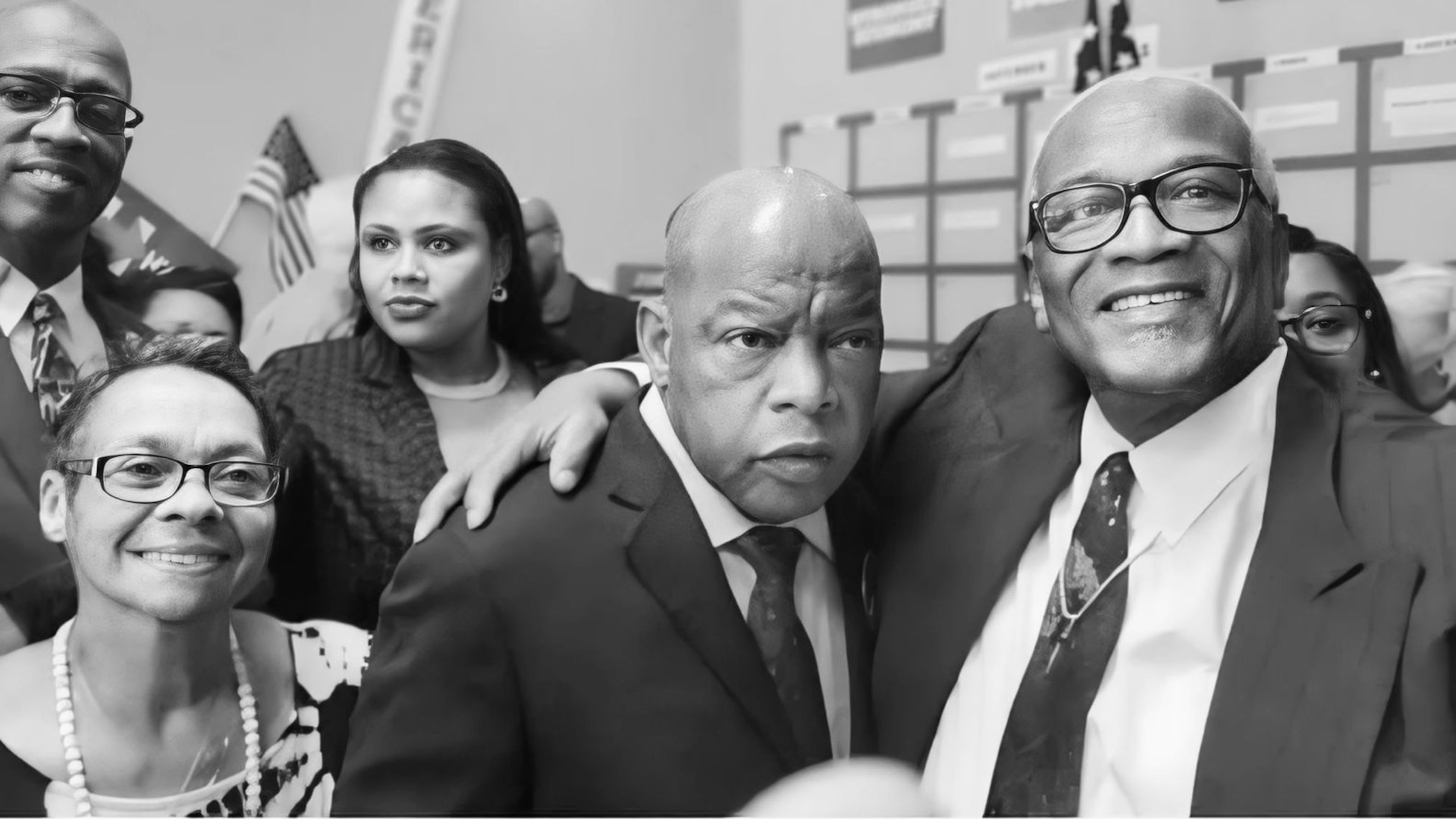 From left, Brenda Harris, U.S. Rep. John Lewis and Bishop Bill Harris. (Courtesy of Kenya Simmons)
