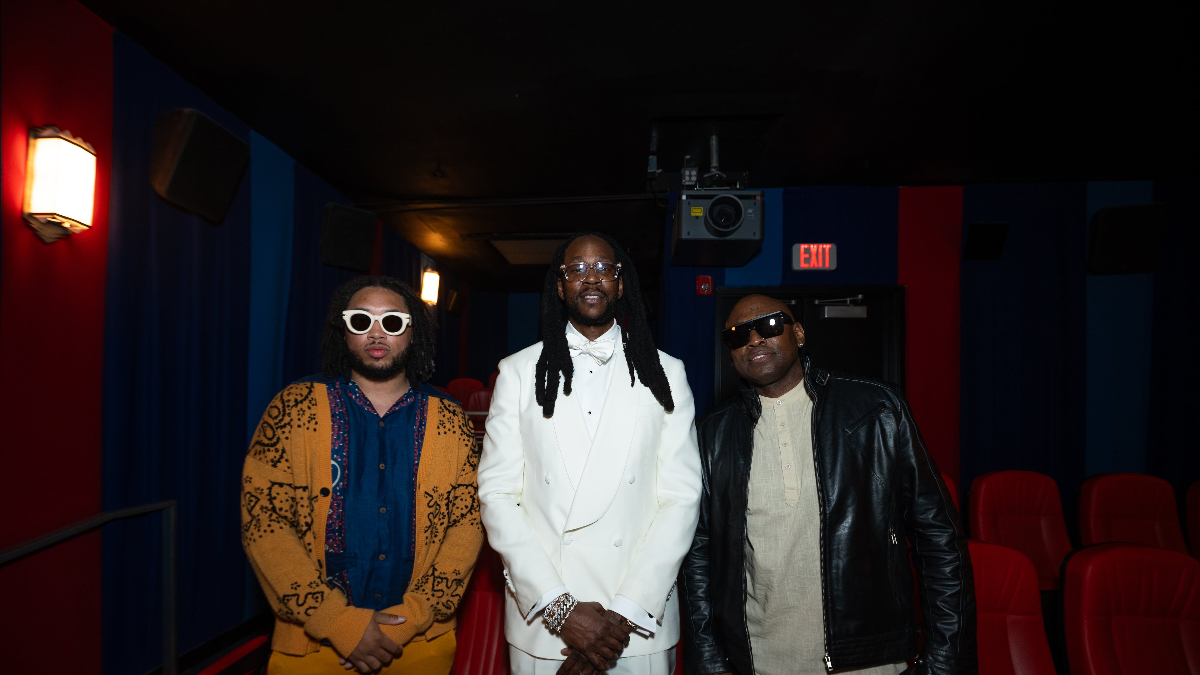 Atlanta director Christian Nolan Jones (from left), Atlanta rapper 2 Chainz and actor Omar Epps were at the Plaza Theatre on Saturday, May 3, 2025, to screen their short film "Red Clay." The 22-minute indie film was inspired by 2 Chainz's life growing up in the College Park neighbhorhood of Atlanta. (Courtesy of Shaddai Peña)