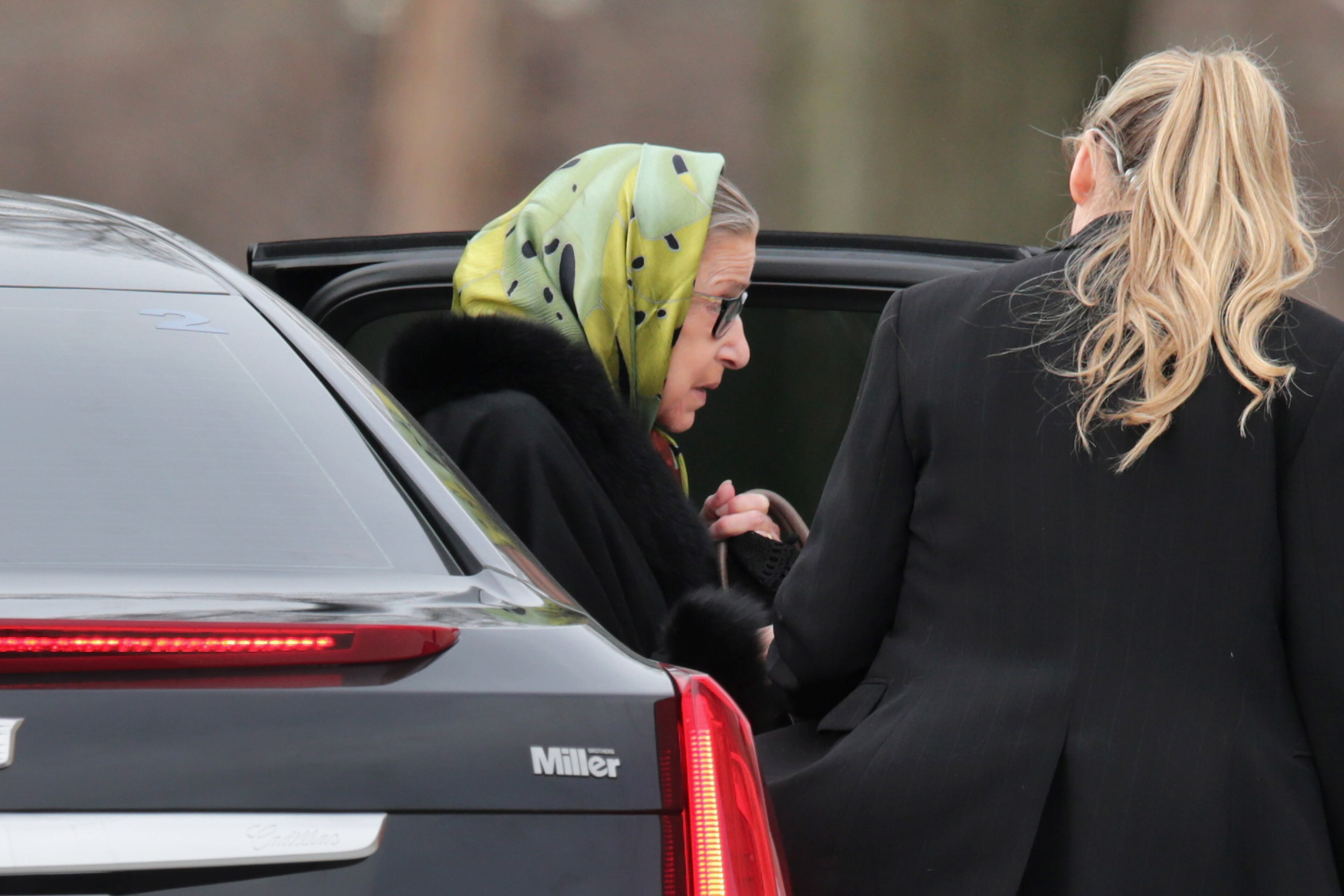 WASHINGTON, DC - FEBRUARY 20: U.S. Supreme Court Associate Justice Ruth Bader Ginsburg (C) arrives for the funeral of fellow Associate Justice Antonin Scalia at the the Basilica of the National Shrine of the Immaculate Conception February 20, 2016 in Washington, DC. Scalia, who died February 13 while on a hunting trip in Texas, layed in repose in the Great Hall of the Supreme Court on Friday and his funeral service will be at the basillica today. (Photo by Chip Somodevilla/Getty Images)