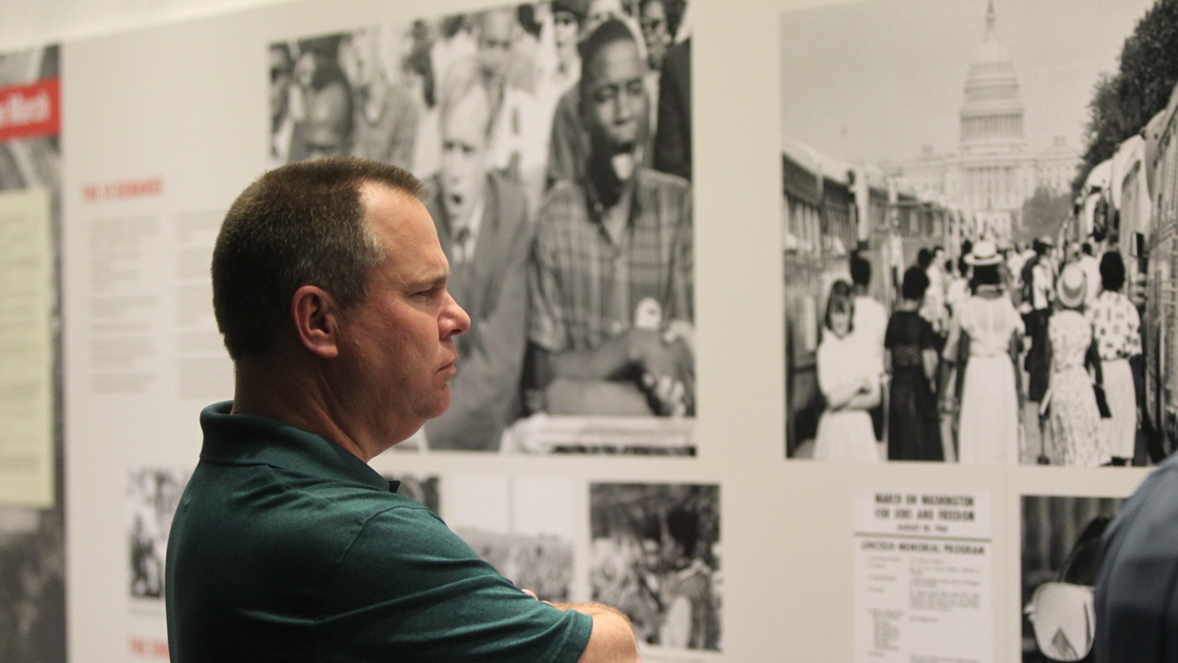 February 14, 2017, Atlanta, Georgia - Gwinnett County Commissioner Tommy Hunter walks through the civil rights exhibit at the National Center for Civil and Human Rights in Atlanta, Georgia, on Tuesday, February 14, 2017. (HENRY TAYLOR / HENRY.TAYLOR@AJC.COM)