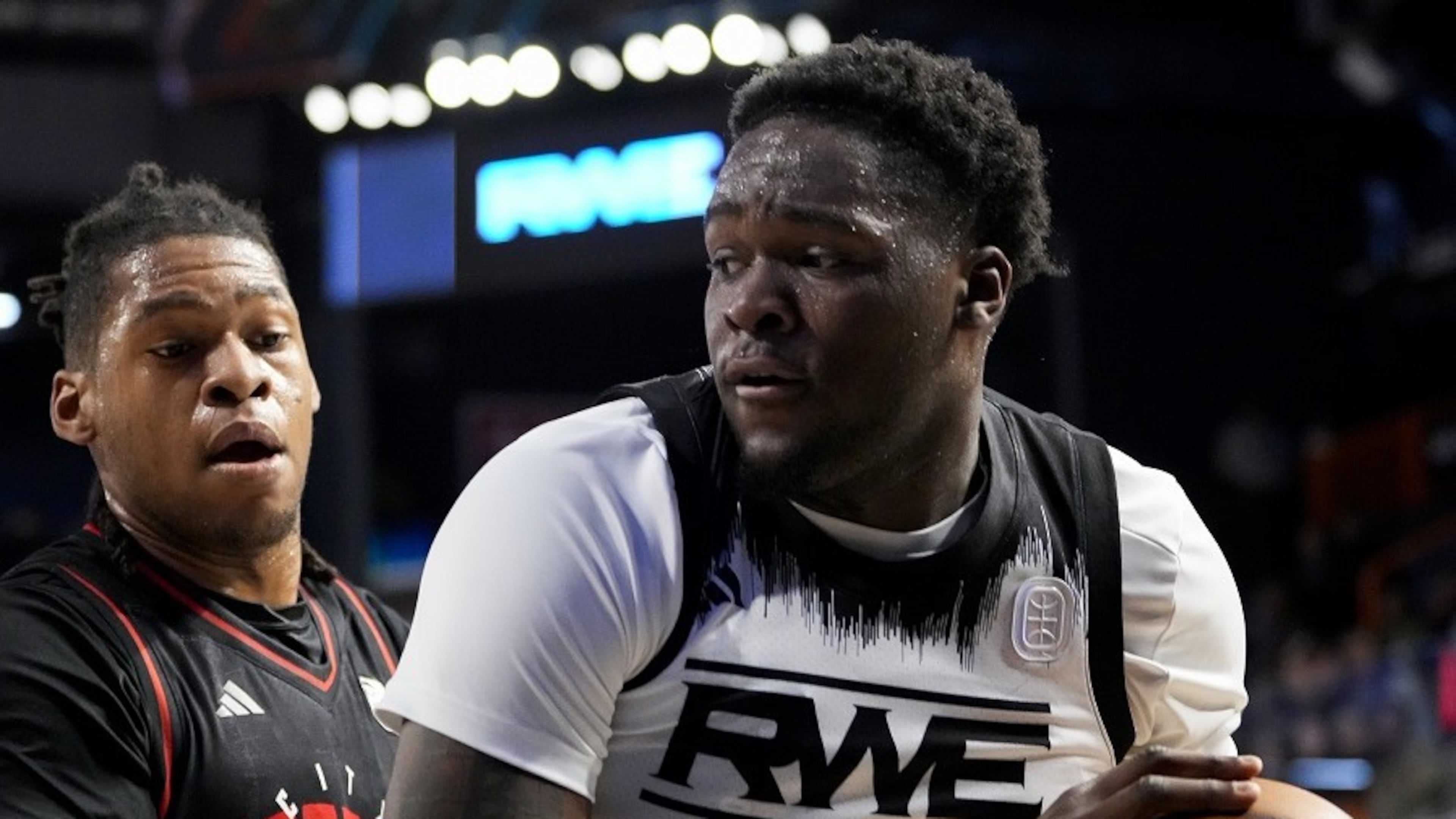 Peyton Marshall, shown in a January game at OTE Arena, plays for RWE, one of eight teams in the Overtime Elite league. Marshall signed up for Overtime Elite in the fall. He played last season at Marietta's Kell High School and led the Longhorns to the Class 6A championship. (Photo by Dale Zanine/Overtime Elite)