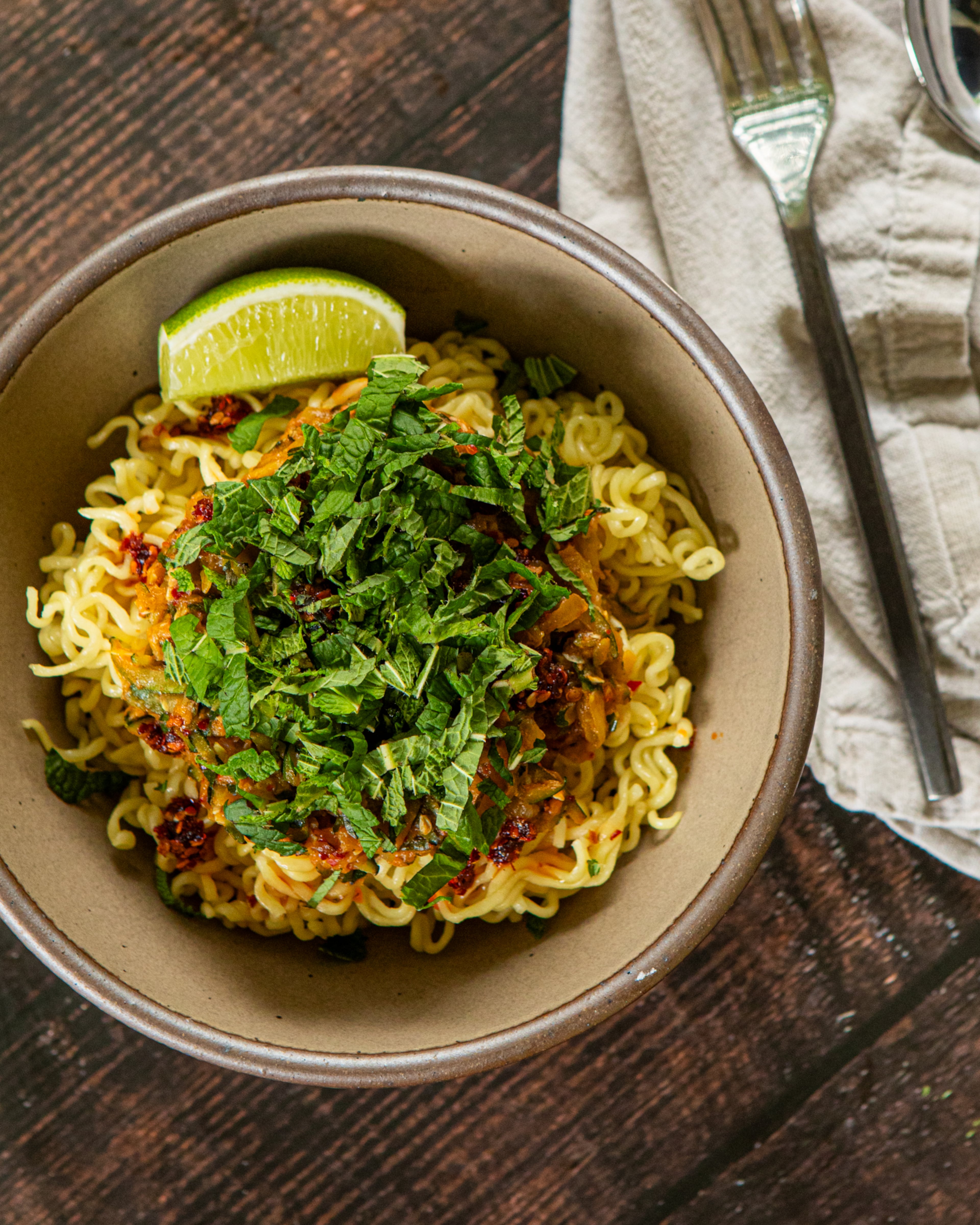 Chili Crisp Zucchini Noodles made and styled by writer Kate Itrich-Williams at her home in Atlanta. (Aaliyah Man for the AJC)