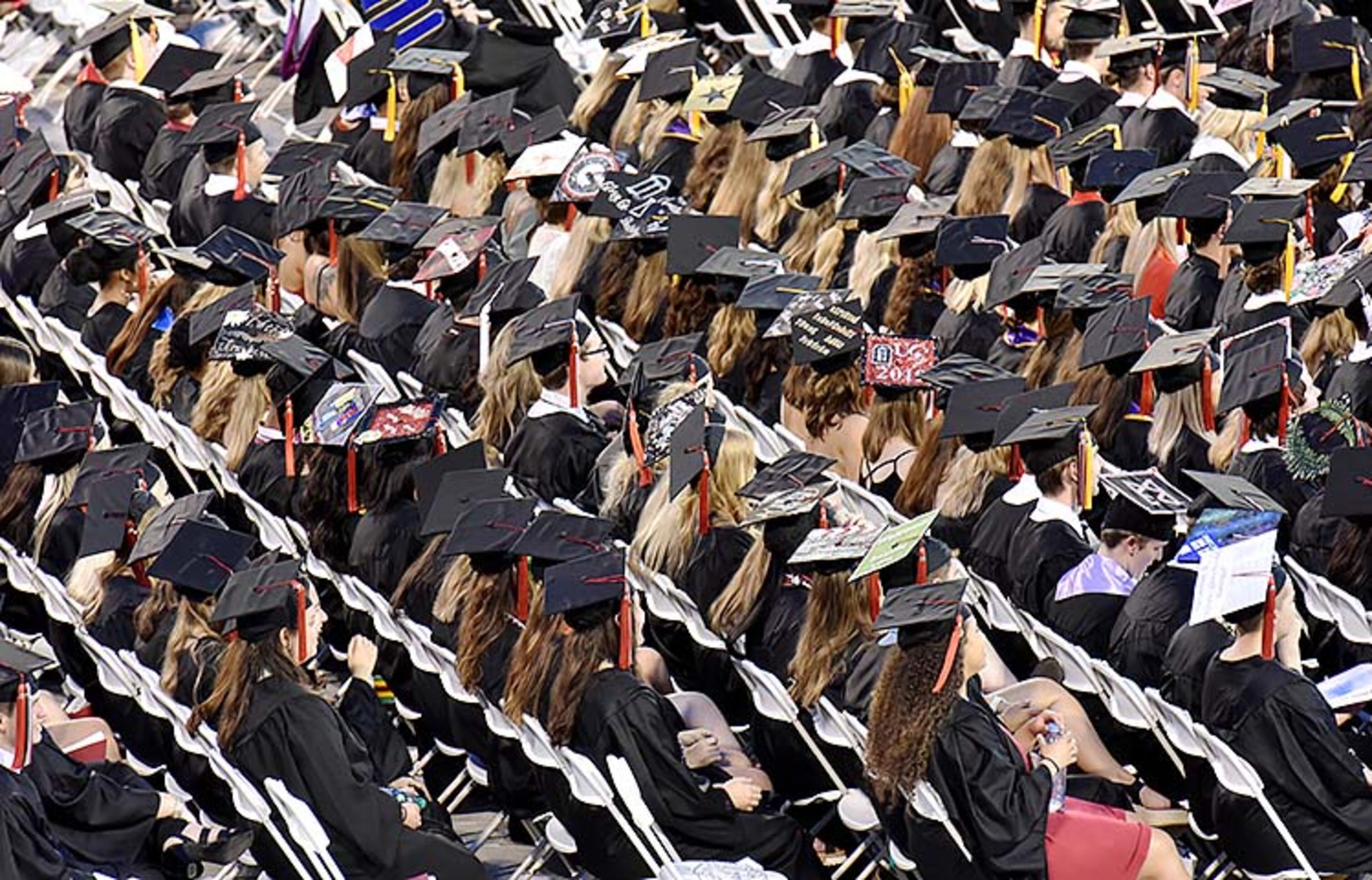 May 10, 2019 Athens - Students filled the University of Georgia's Sanford Stadium for 2019 spring undergraduate commencement ceremony on Friday, May 10, 2019. HYOSUB SHIN / HSHIN@AJC.COM