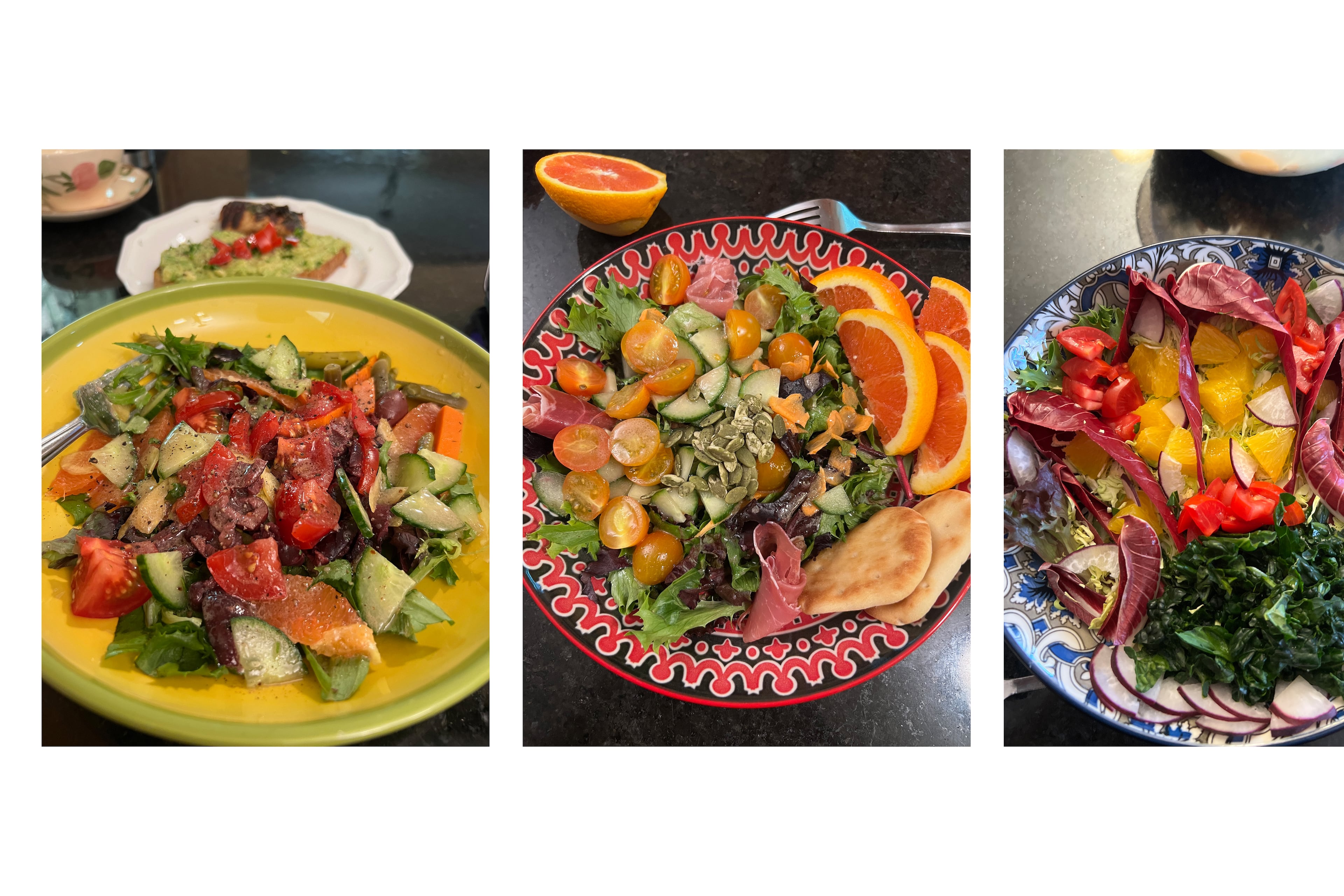 A trio of salads by Mike Jordan. (Mike Jordan/AJC)