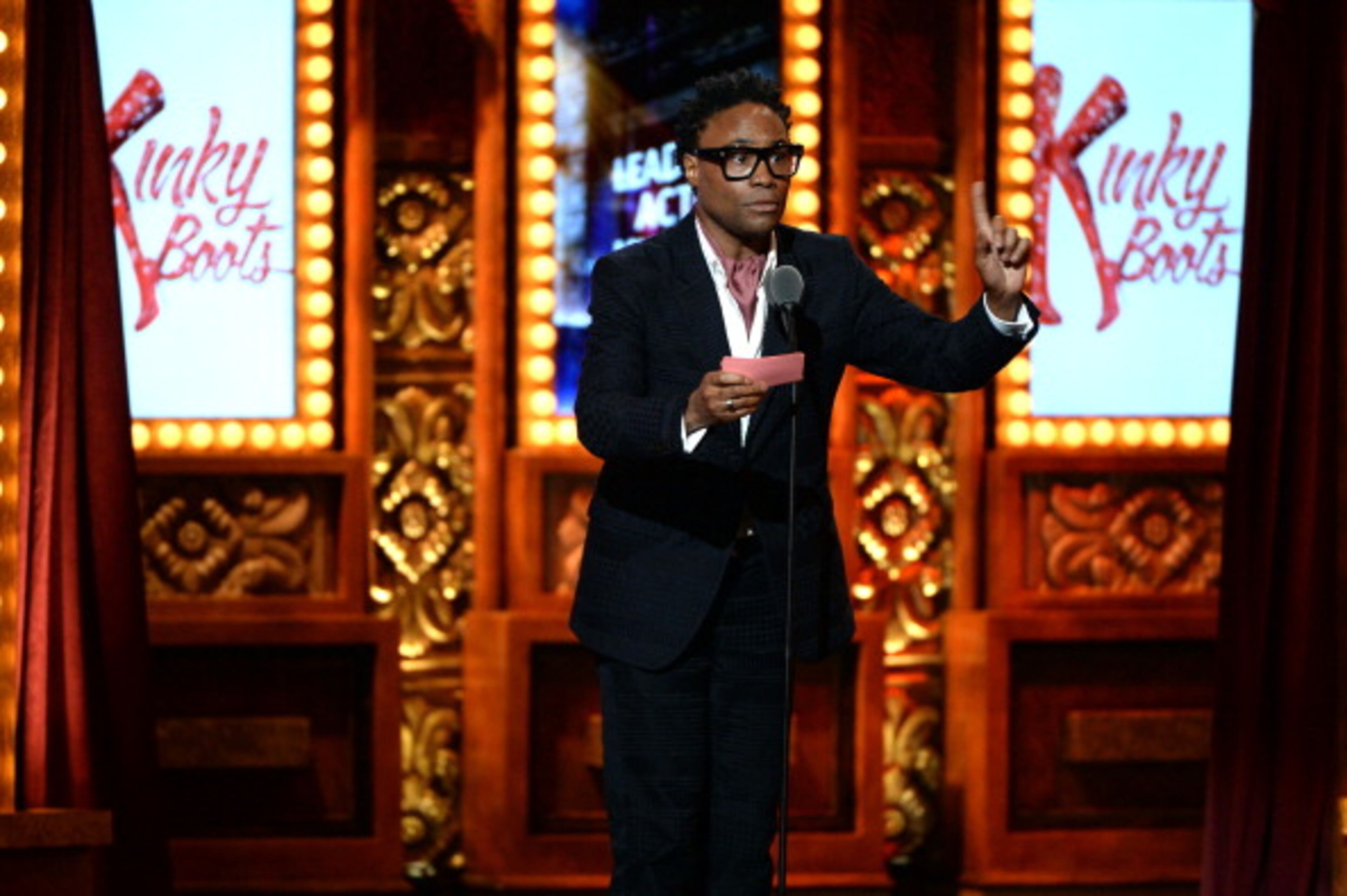 NEW YORK, NY - JUNE 09: Billy Porter accepts the Tony Award for Best Performance by an Actor in a Leading Role in a Musical for his role in "Kinky Boots" at The 67th Annual Tony Awards at Radio City Music Hall on June 9, 2013 in New York City. (Photo by Andrew H. Walker/Getty Images for Tony Awards Productions)