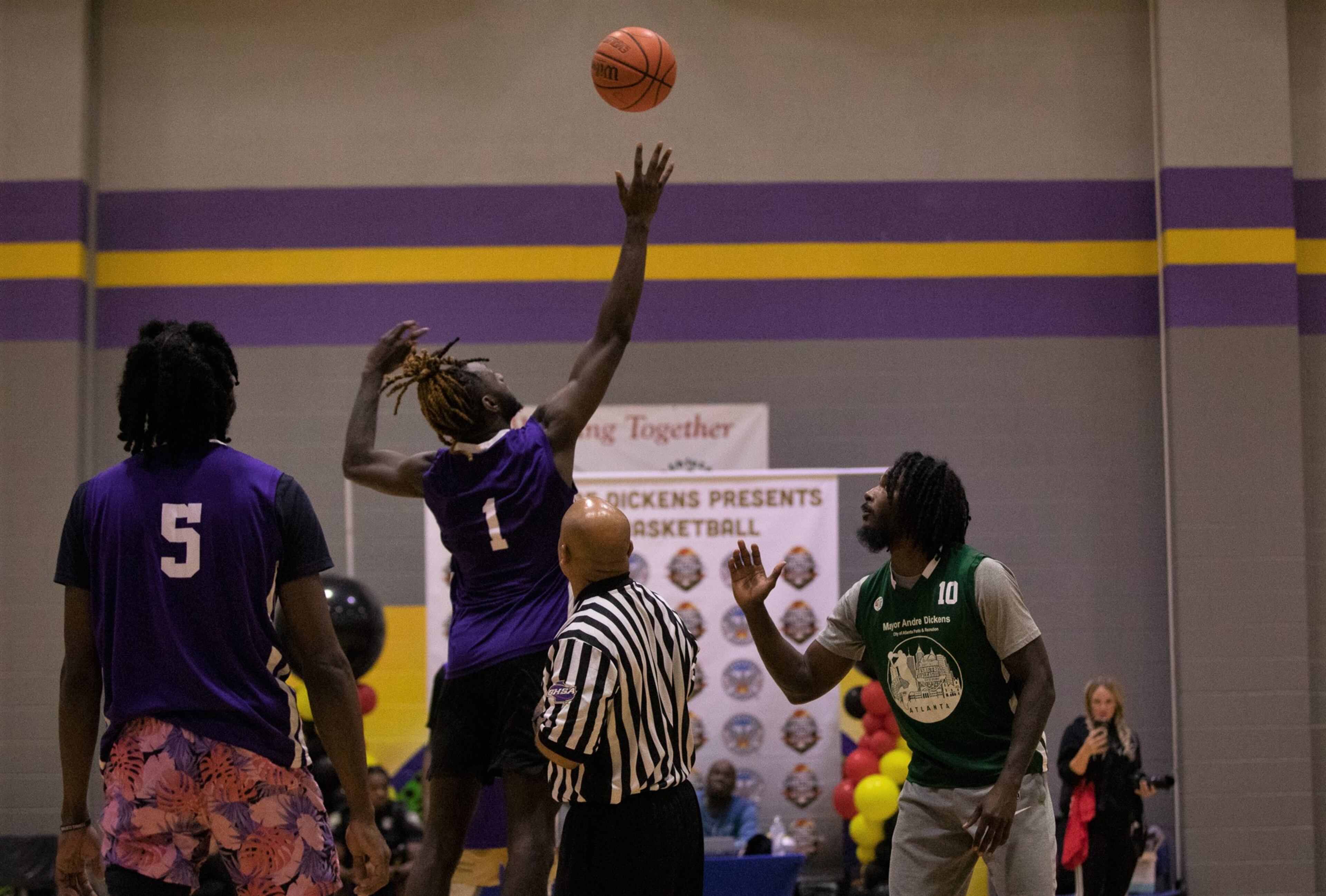 Team C.T. Martin and Team Mamba face off in the championship game of the fourth season of Midnight Basketball on June 14, 2023, an initiative created by Atlanta Mayor Andre Dickens to help curb youth violence in the city.