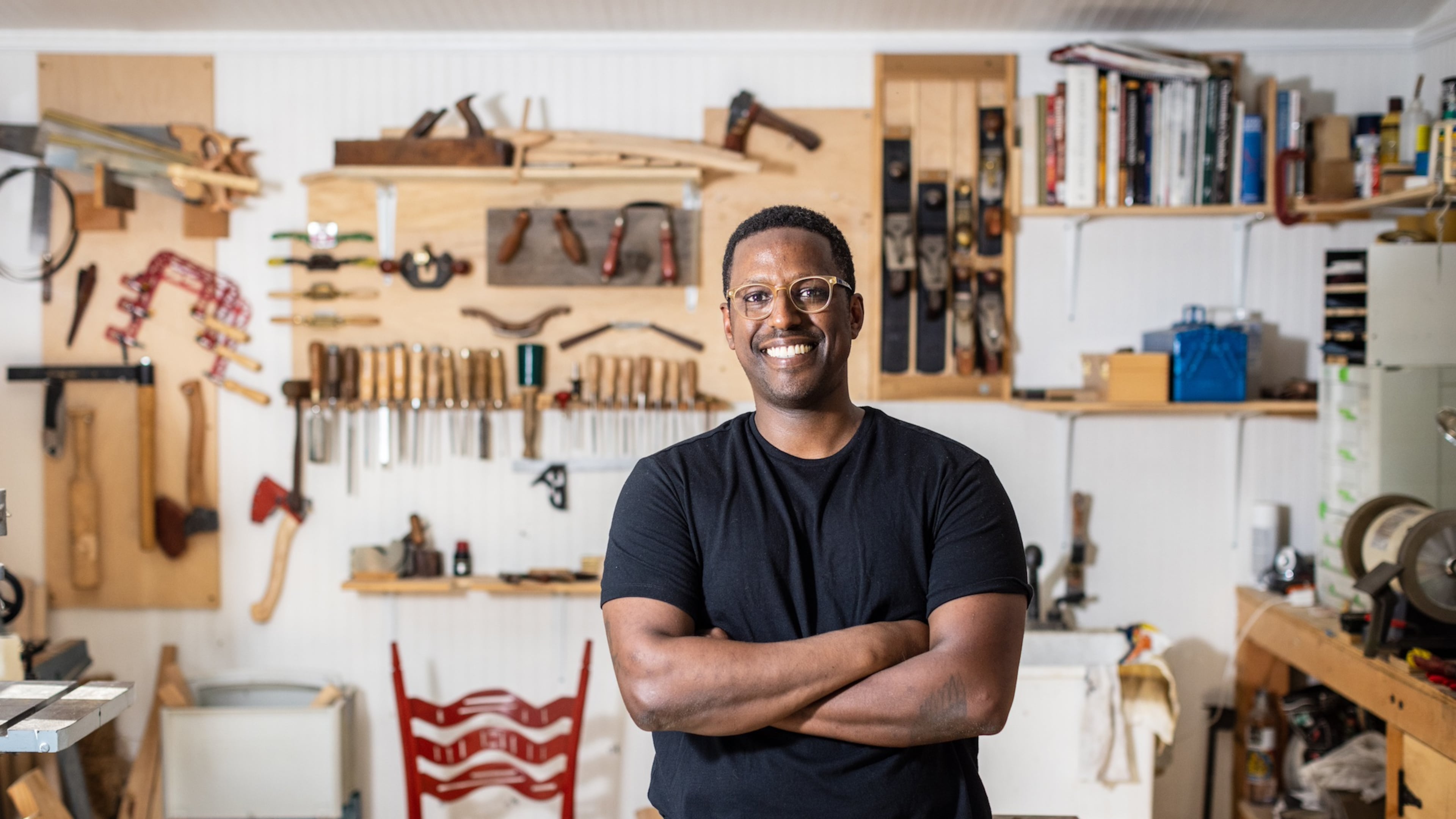 Acclaimed artist Robell Awake’s handmade chairs are in the collections of the Art Institute of Chicago and the Museum of Fine Arts, Houston and celebrated for incorporating Black American and Ethiopian craft techniques. (Courtesy of Dustin Chambers)