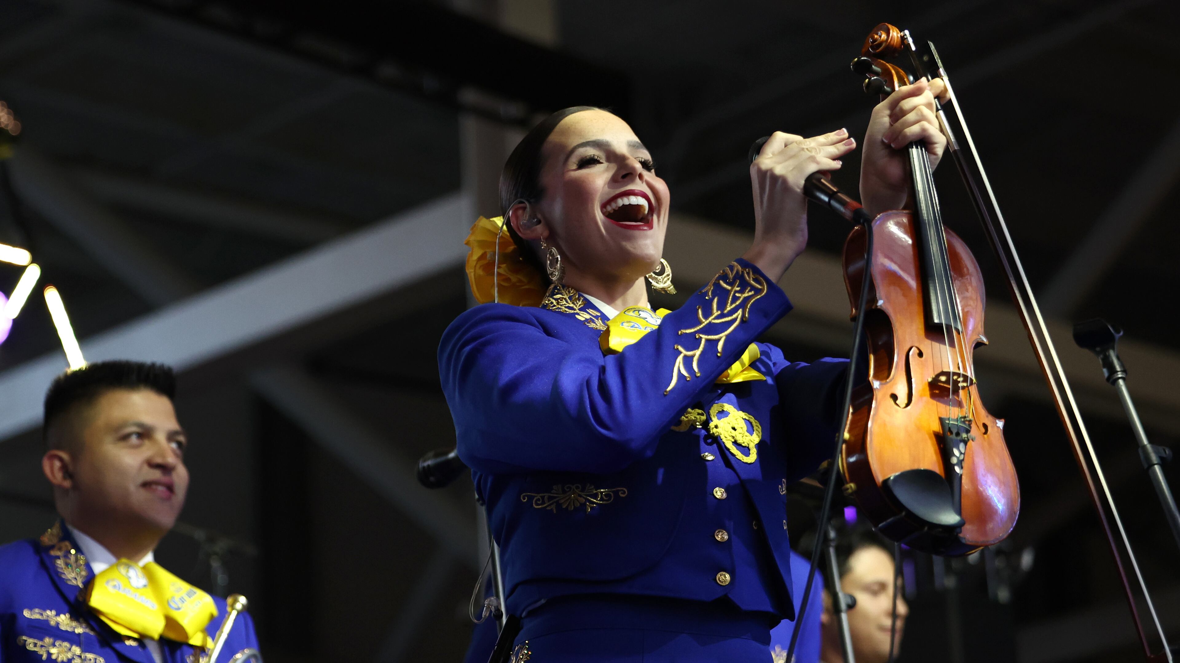 The Los Angeles Rams Mariachi Band performs before an NFL football game against the Tampa Bay Buccaneers, Sunday, Nov. 23, 2025, in Inglewood, Calif. (AP Photo/Jessie Alcheh)
